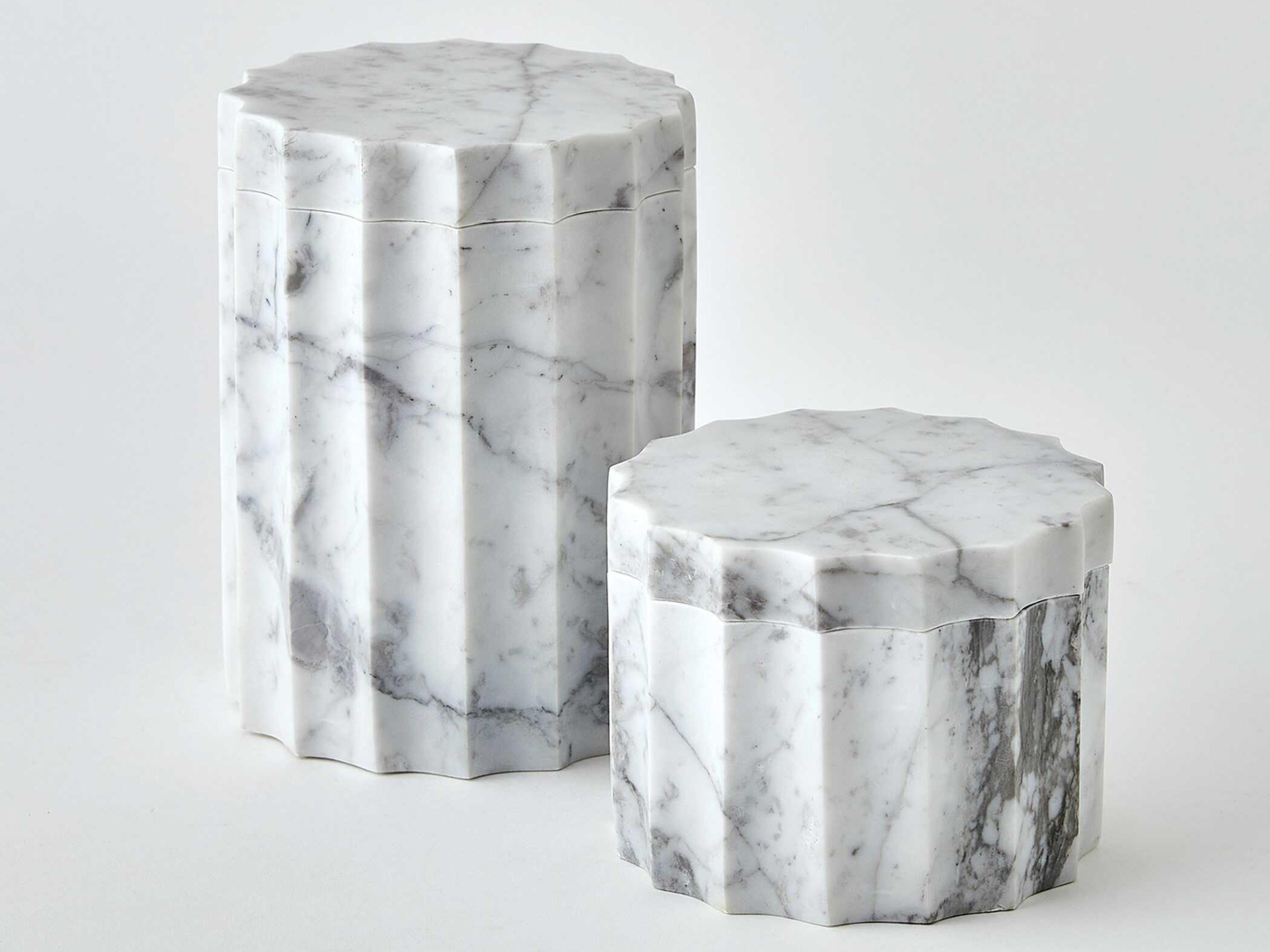 Global Views Ionic Grey White Jar