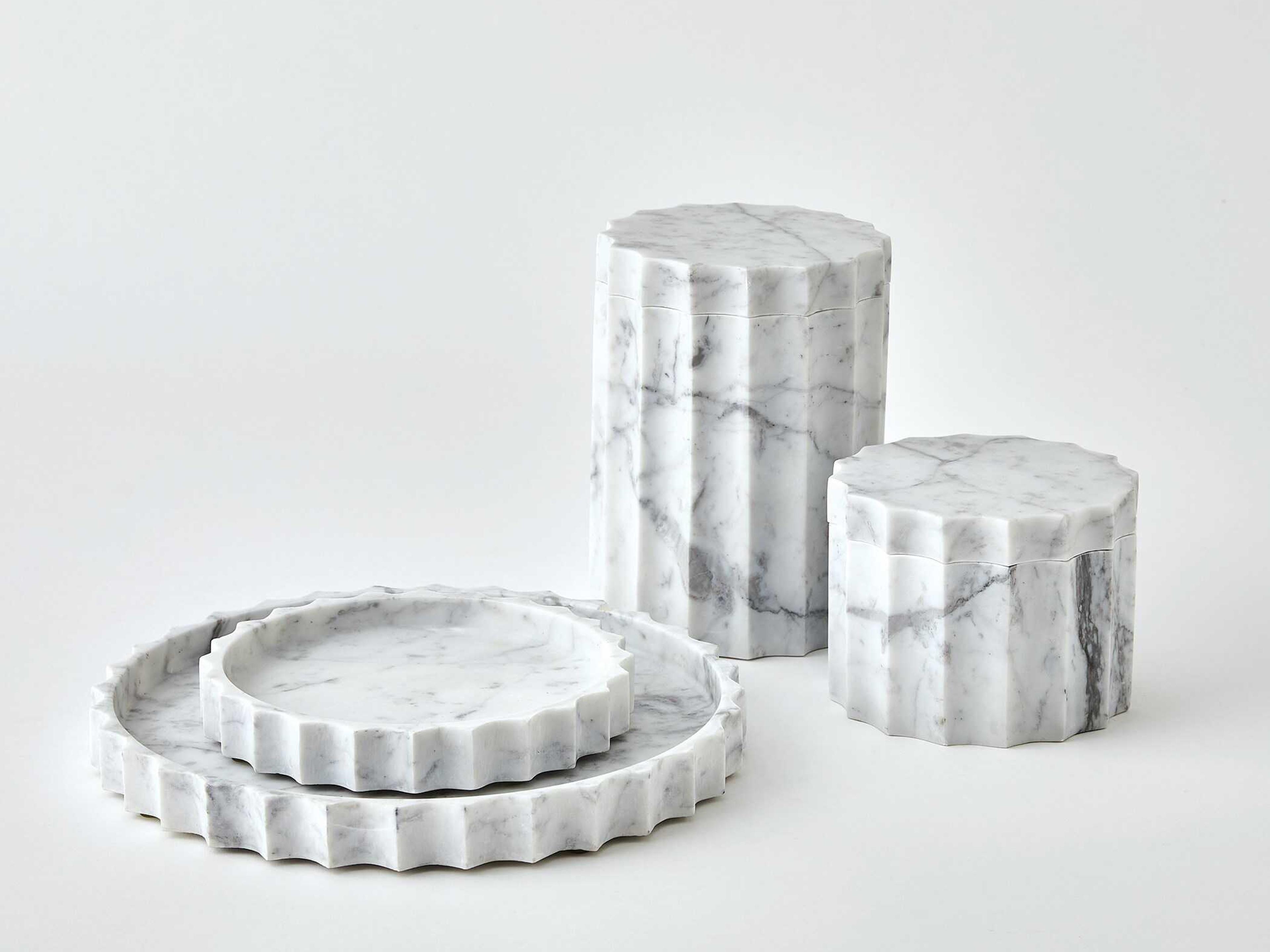 Global Views Ionic Grey White Jar