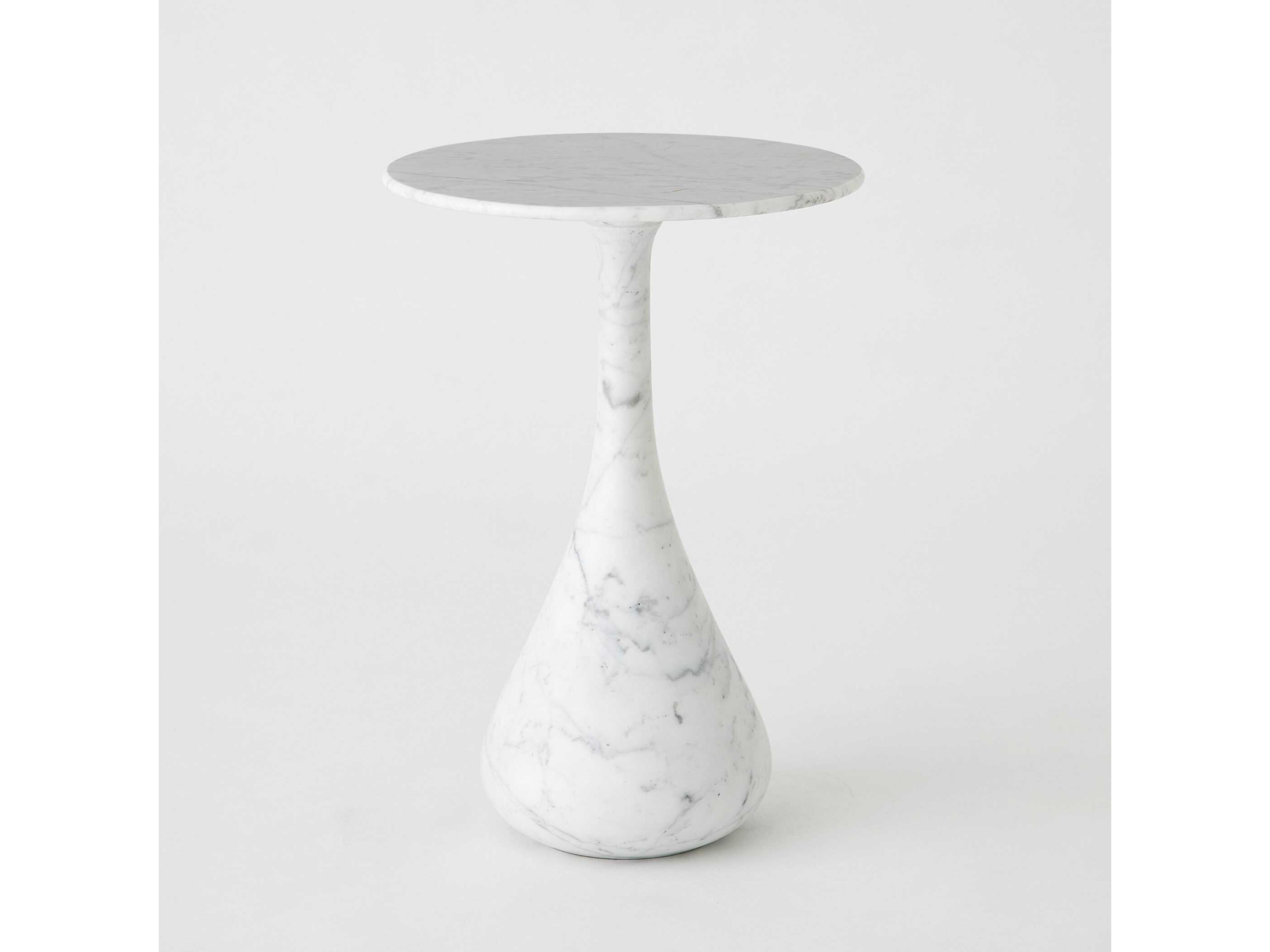 Global Views Dea Round Marble Grey White End Table