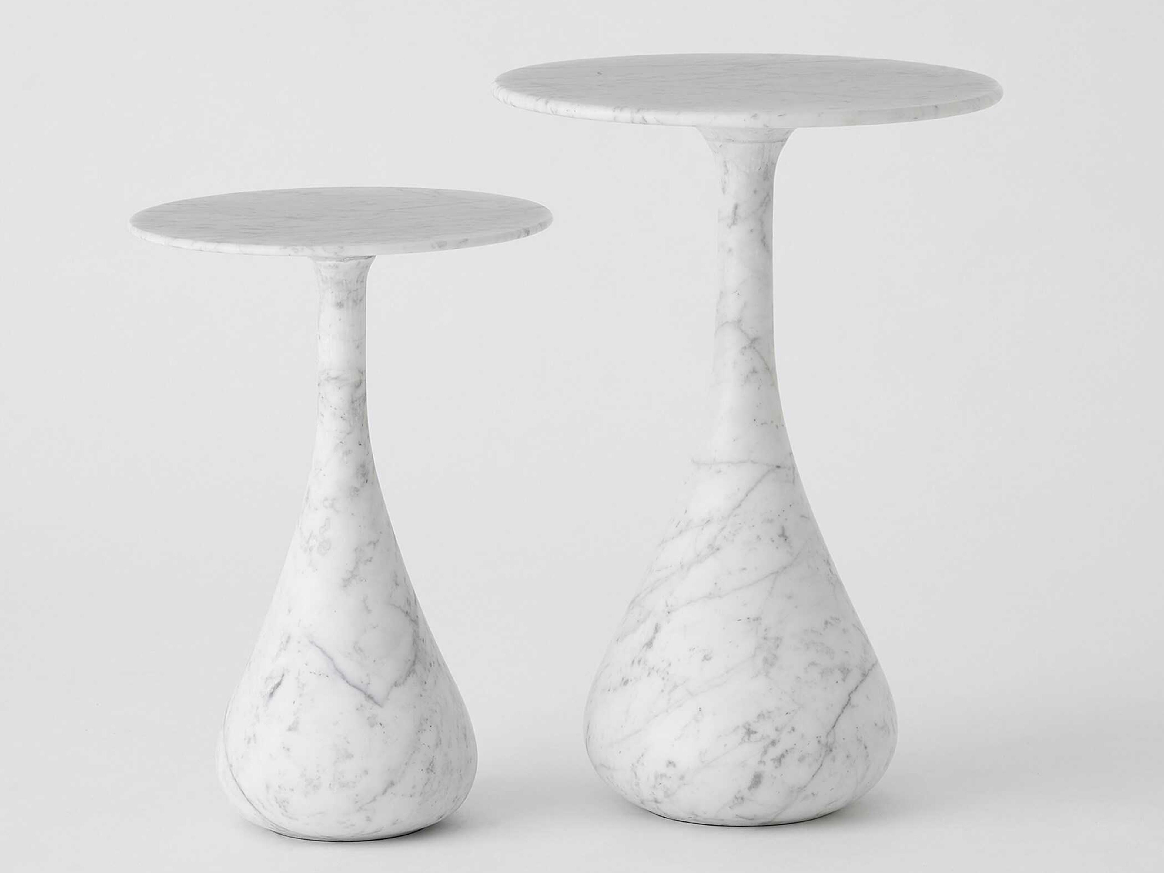 Global Views Dea Round Marble Grey White End Table