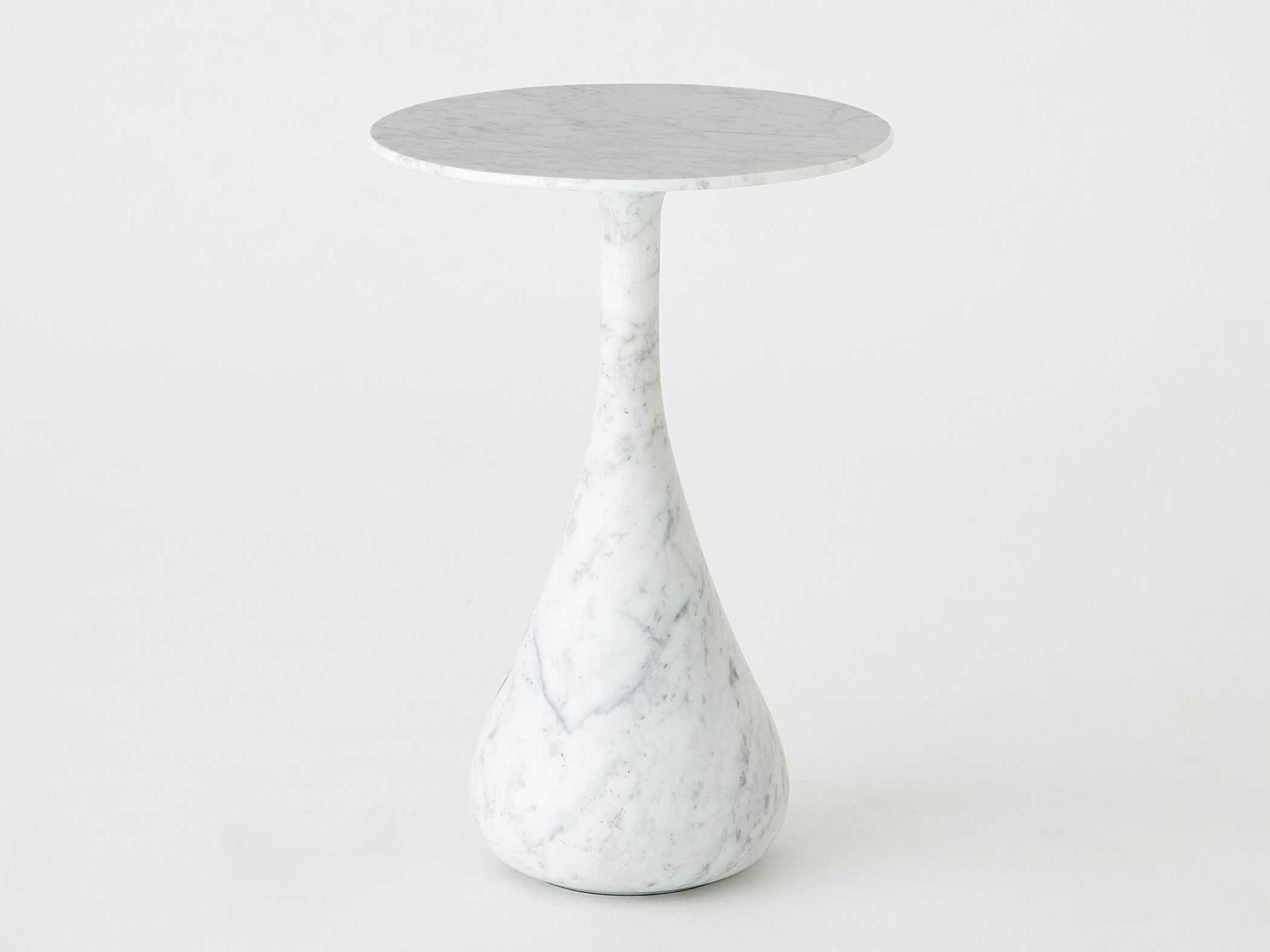 Global Views Dea Round Marble Grey White End Table