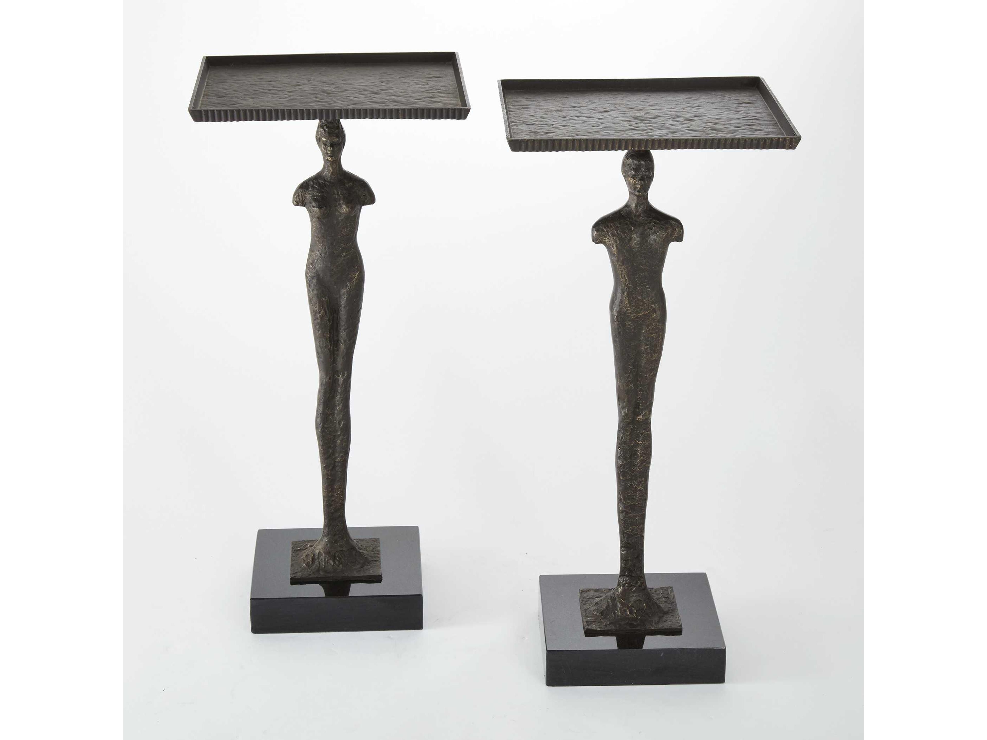 Global Views Rectangular Metal Bronze End Table