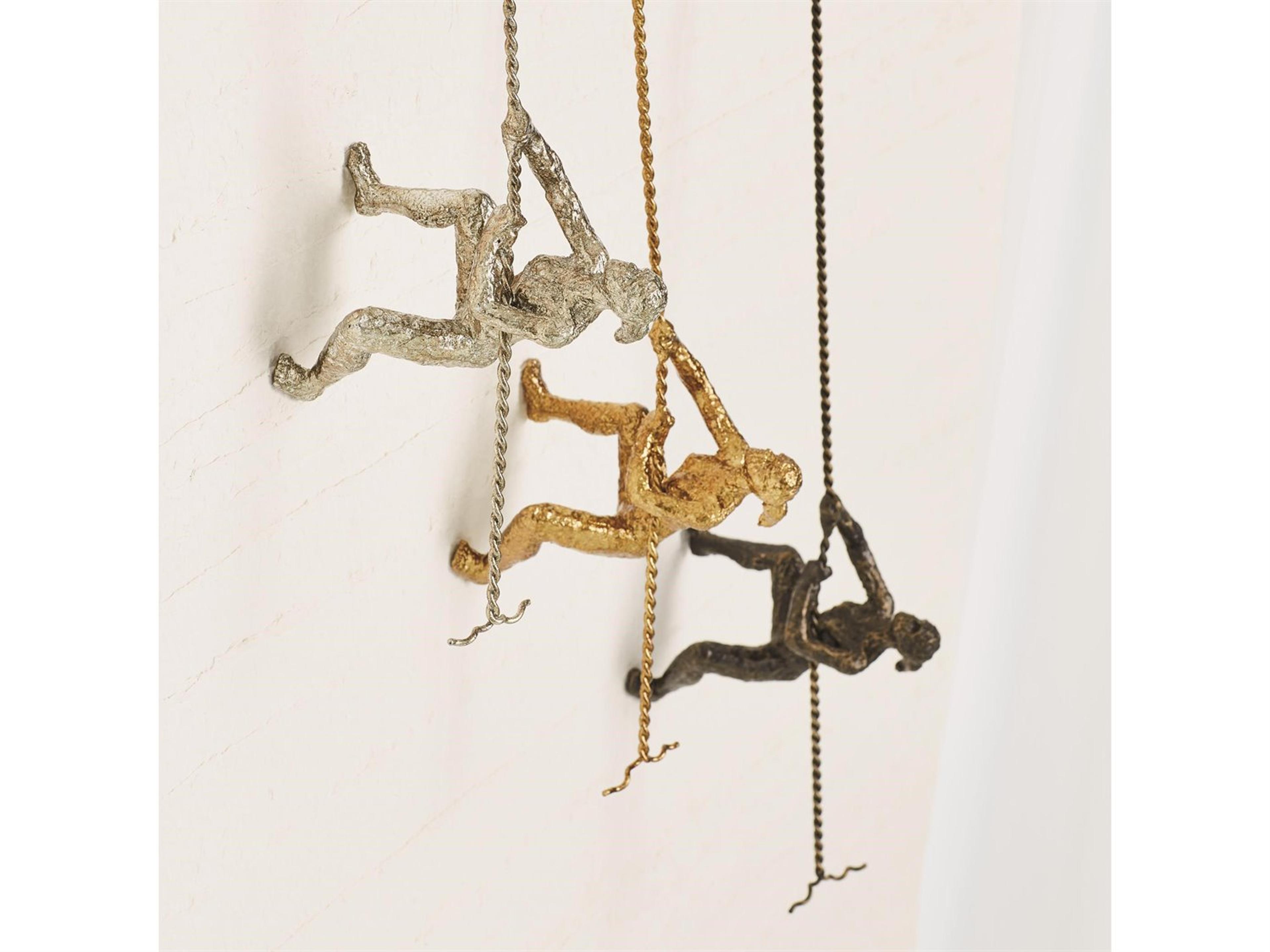 Global Views GV Climbing Bronze Climbing Woman Wall Sculpture