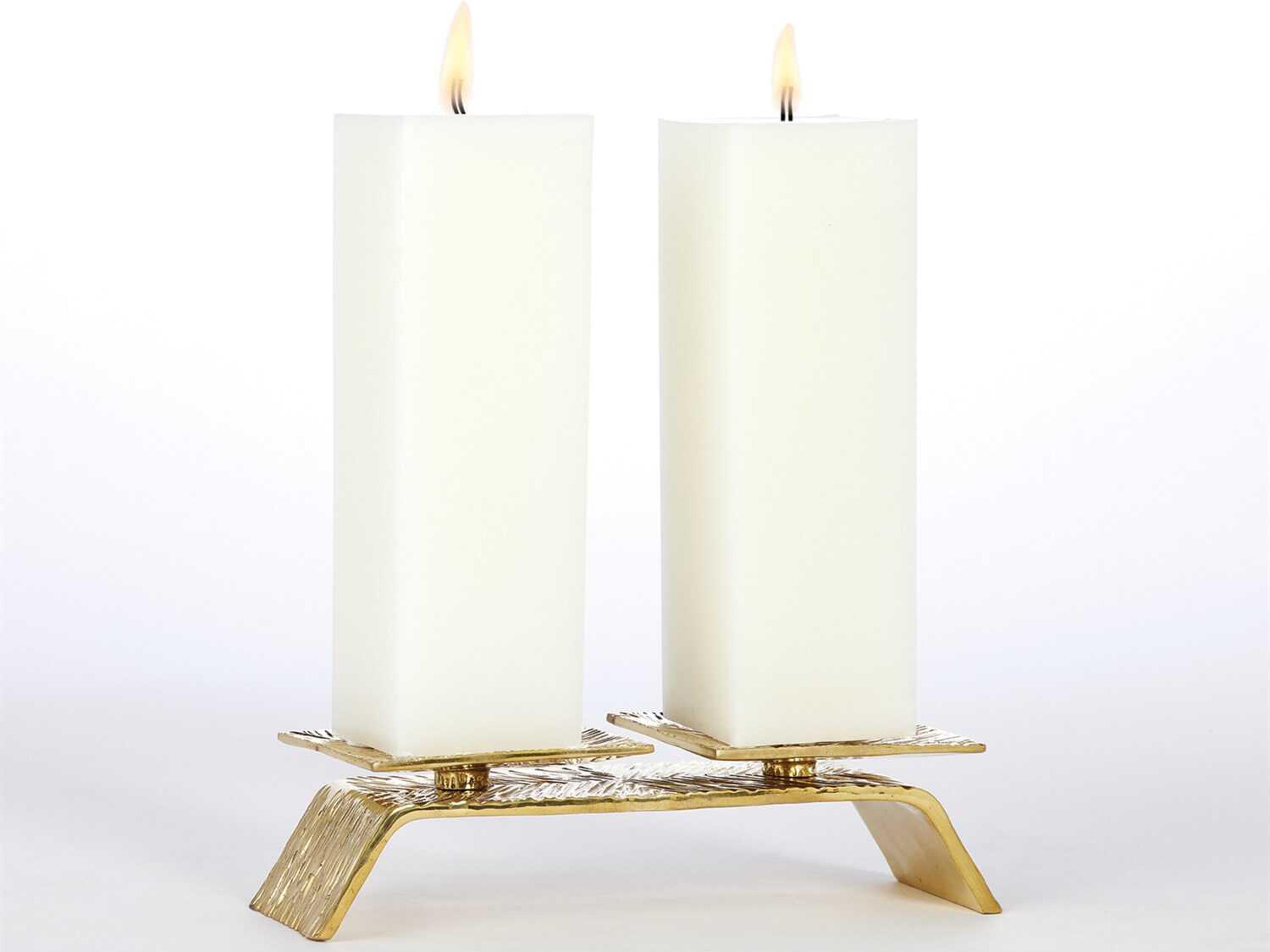Double Torch Brass 11" Candle Holder