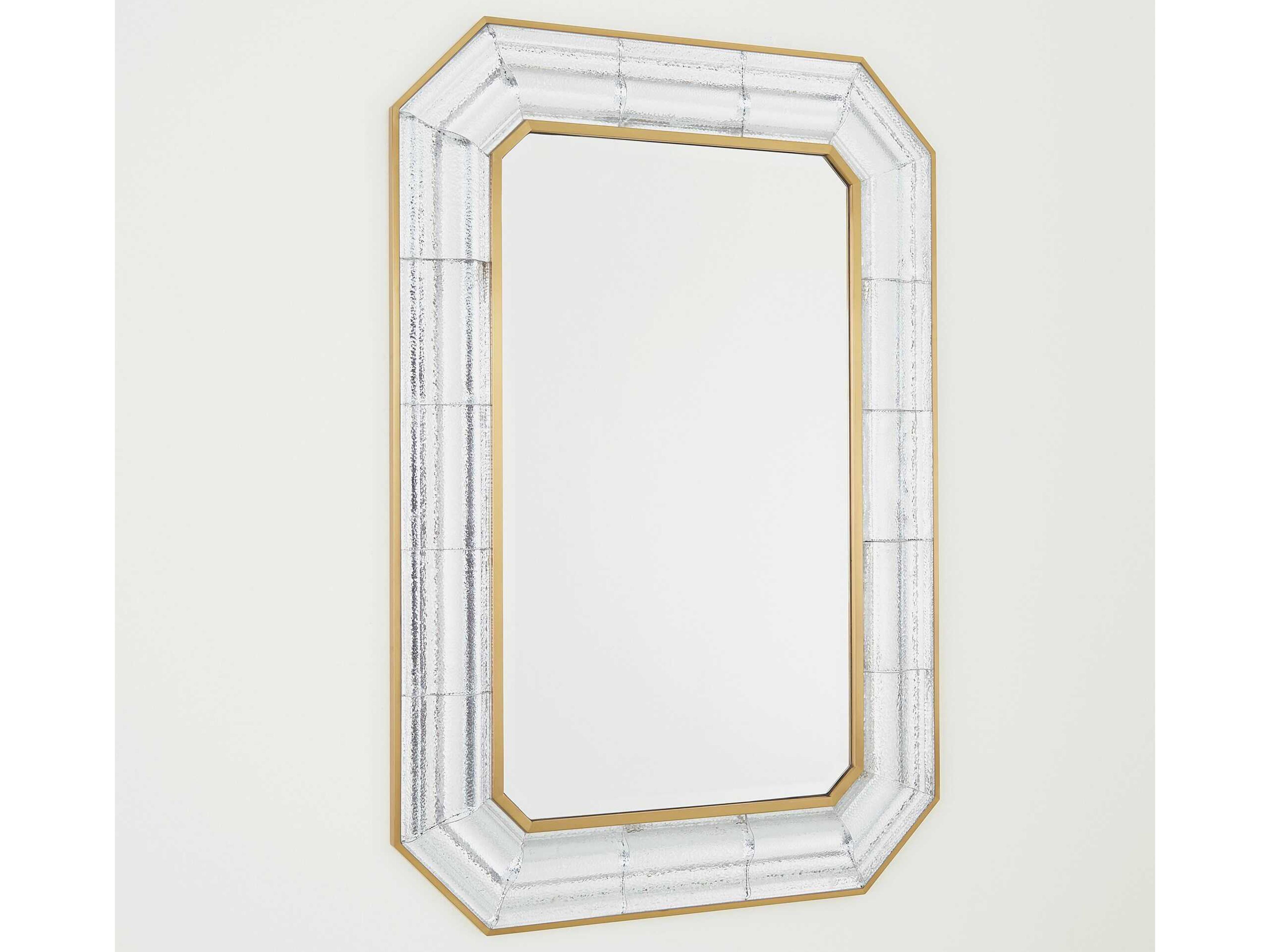 Global Views Brushed Brass Rectangular Wall Mirror