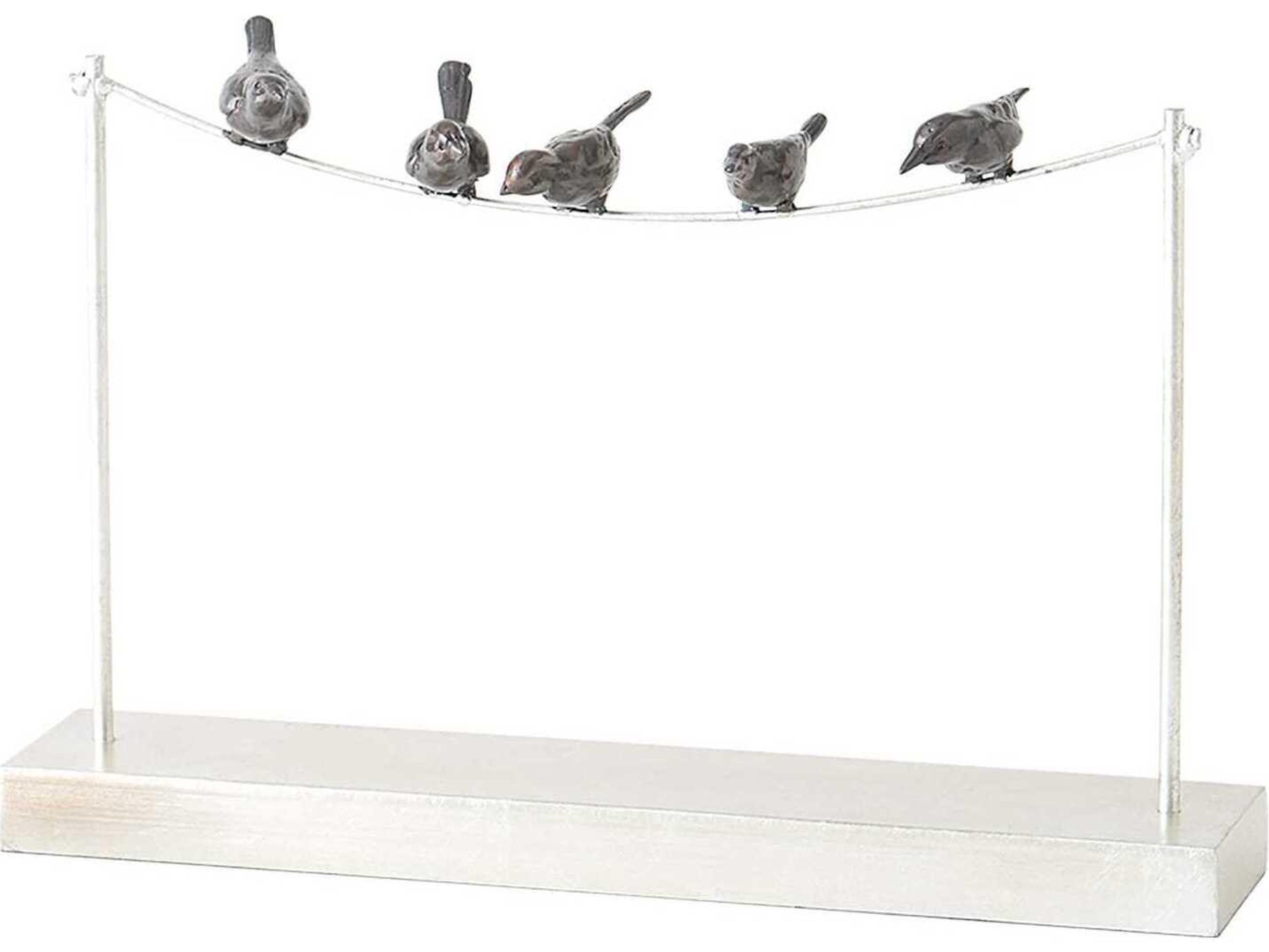 Global Views Silver Leaf Birds on a Wire