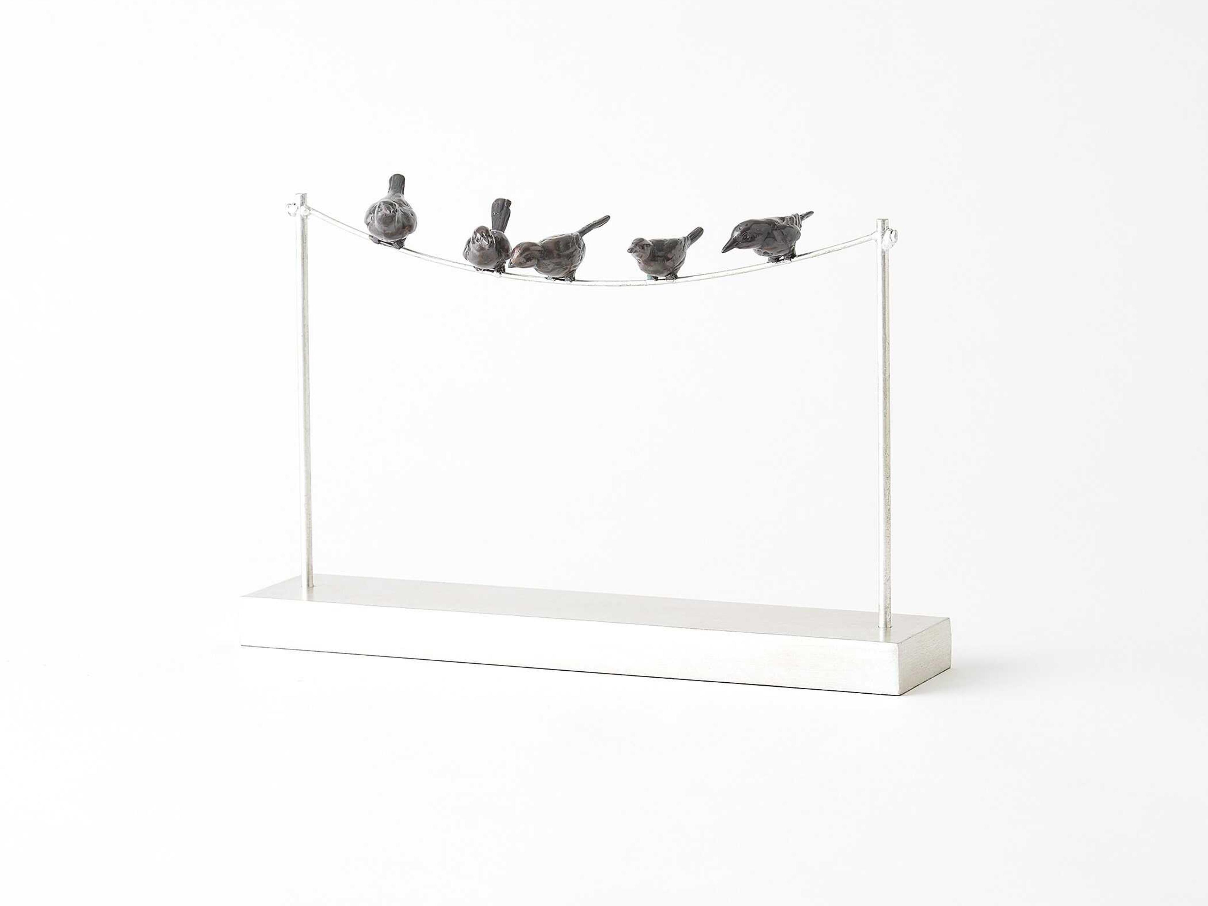 Global Views Silver Leaf Birds on a Wire