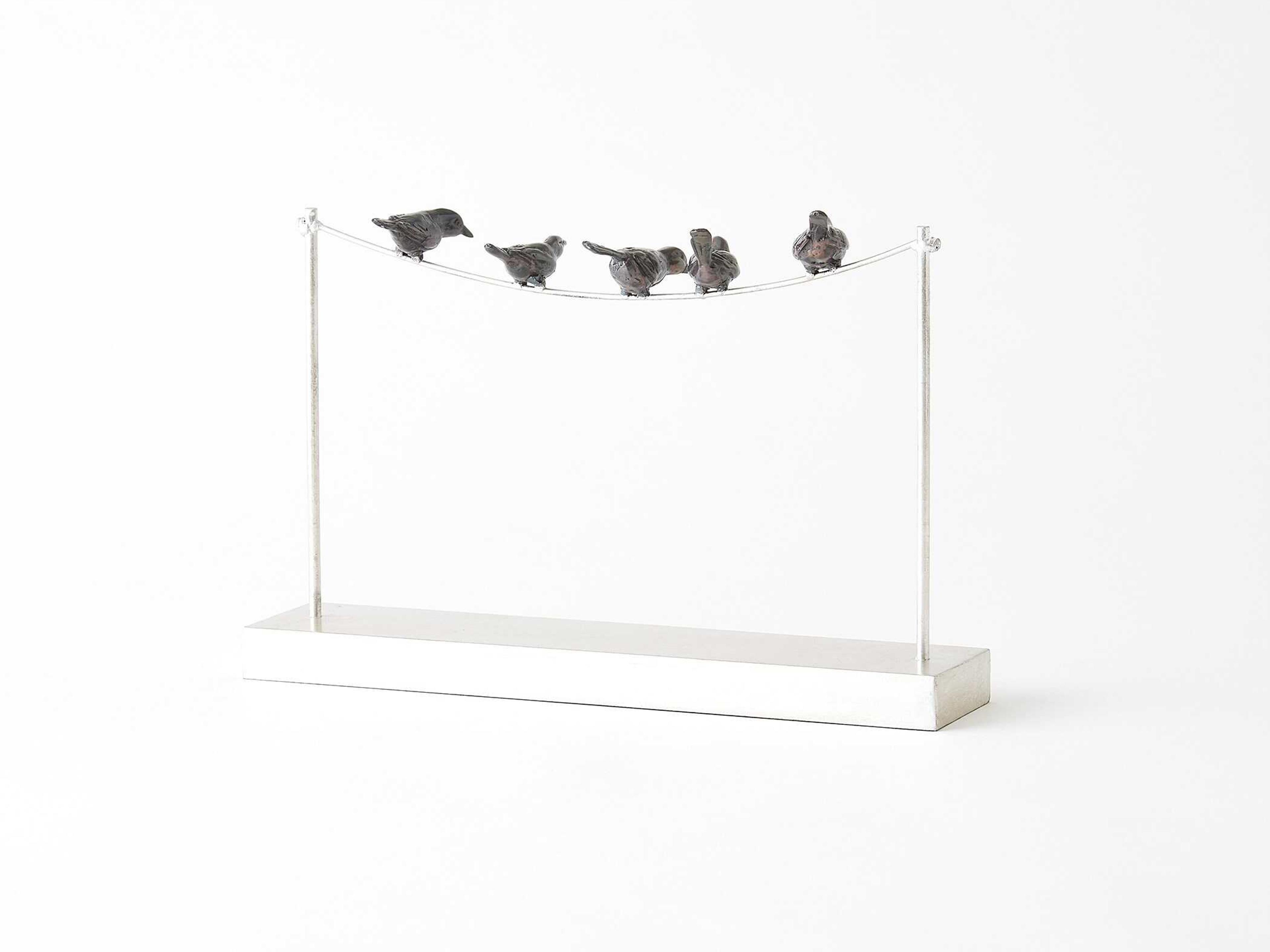 Global Views Silver Leaf Birds on a Wire