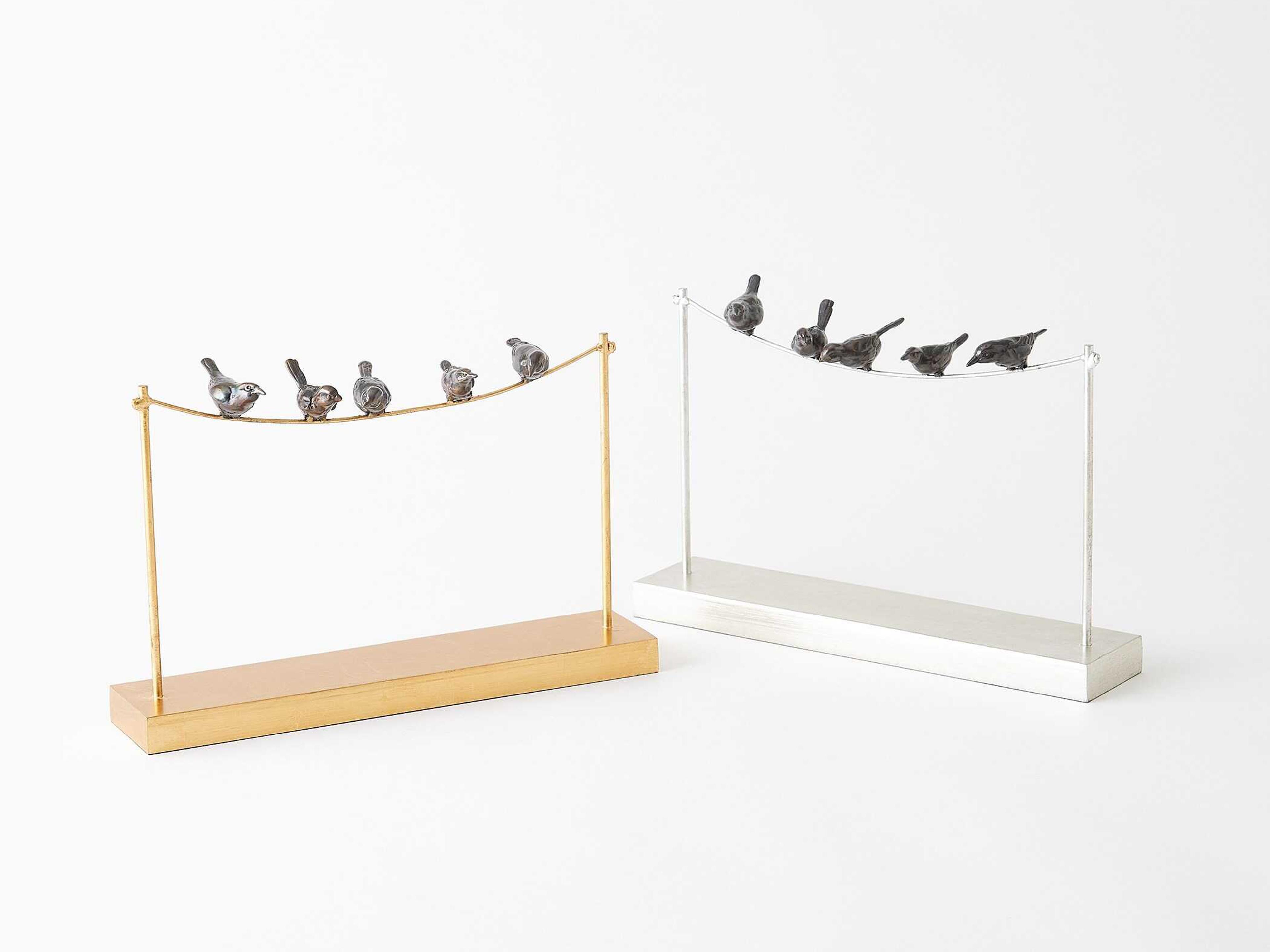 Global Views Silver Leaf Birds on a Wire