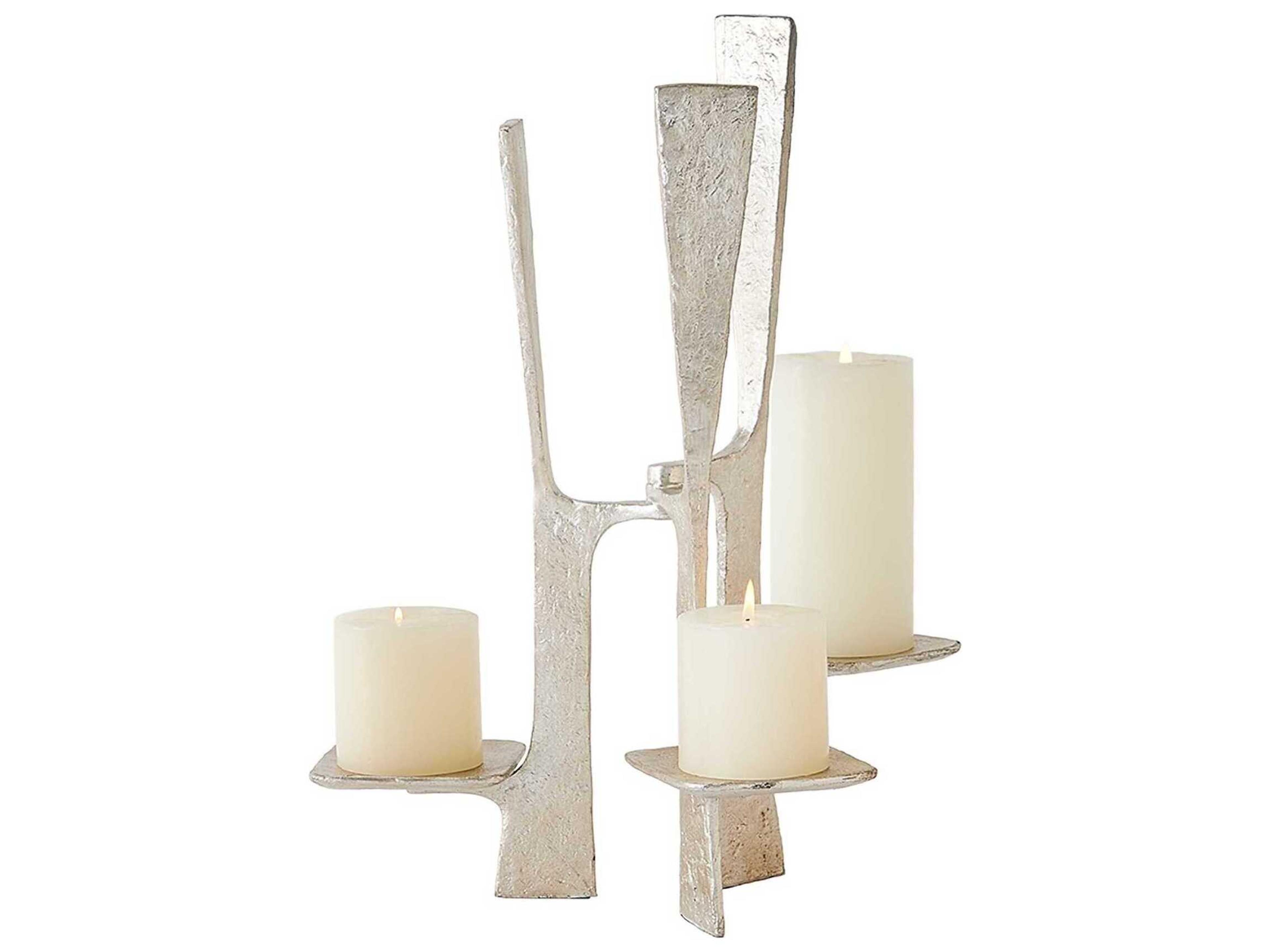 Silver Leaf Triune Candleholder