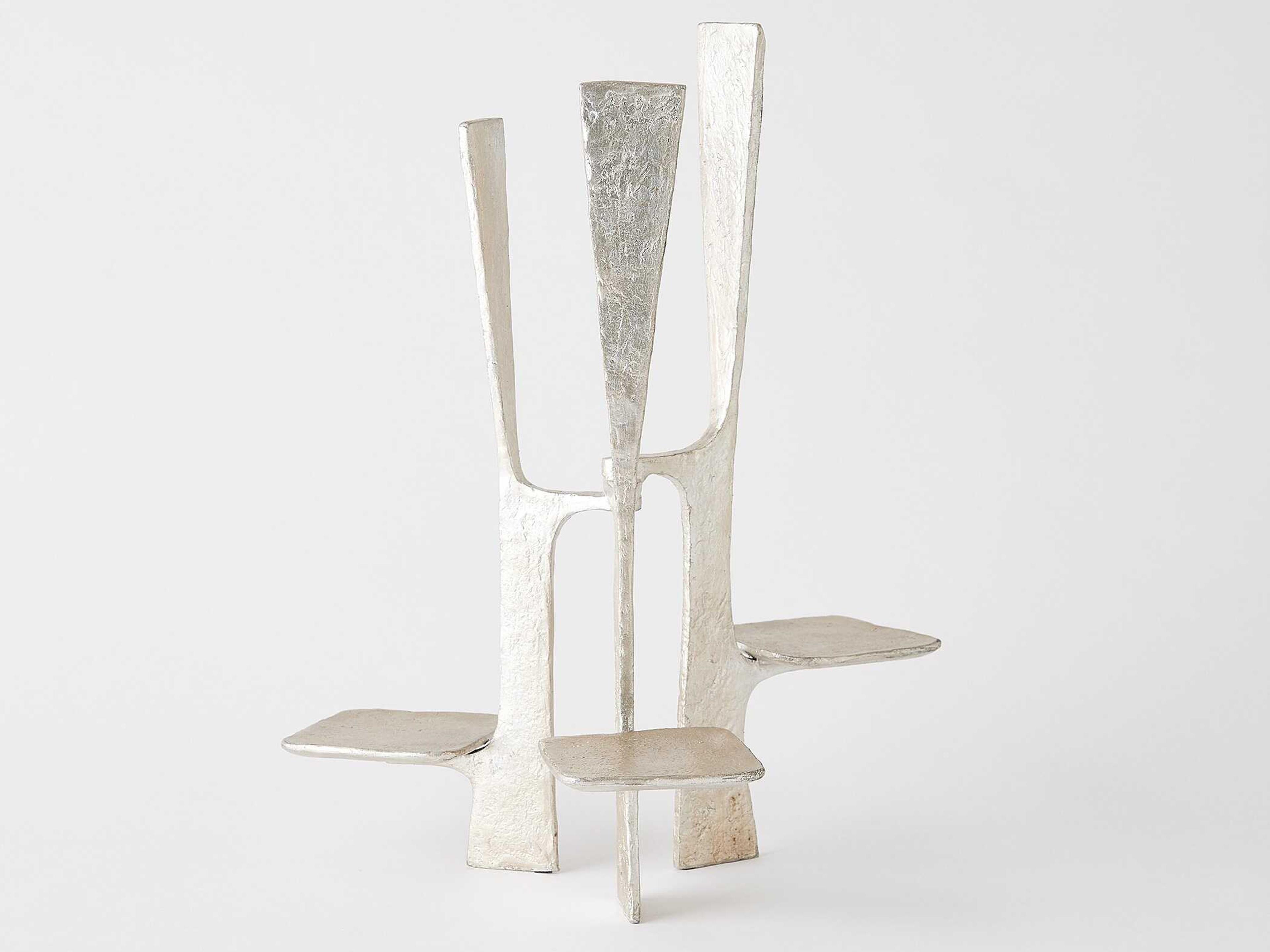 Global Views Silver Leaf Triune Candleholder