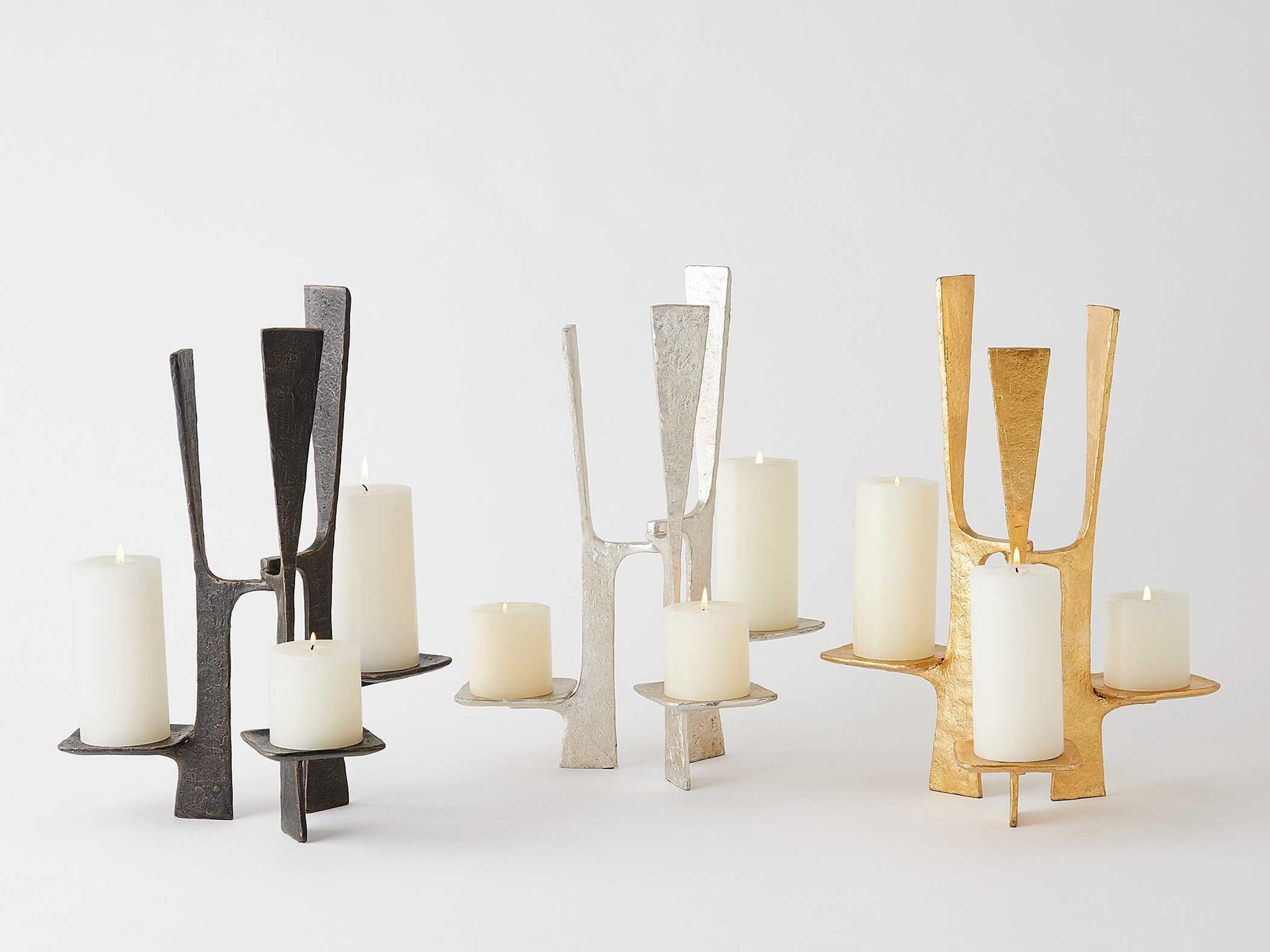 Global Views Silver Leaf Triune Candleholder