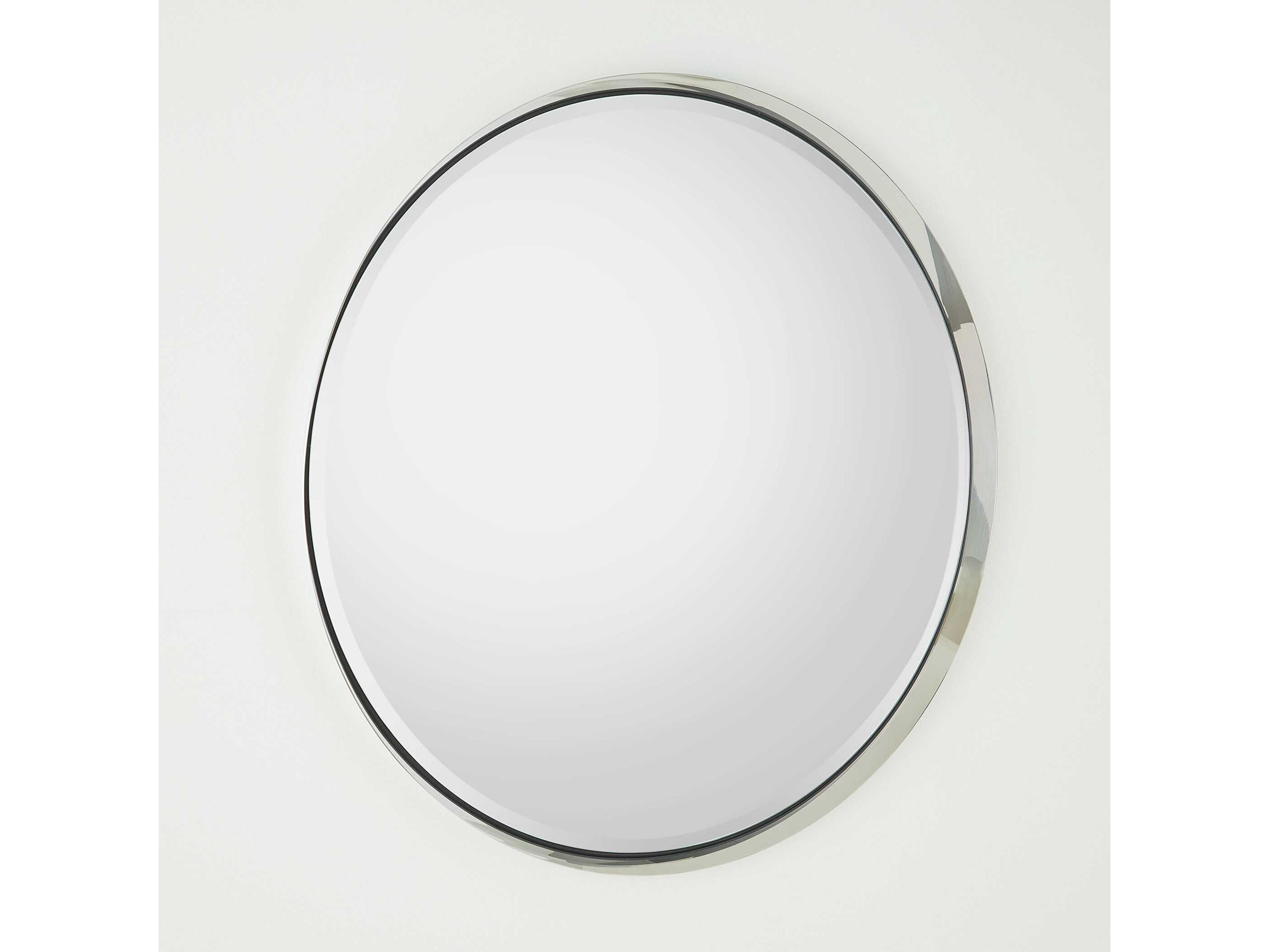 Global Views Hudson Polished Nickel Round Wall Mirror