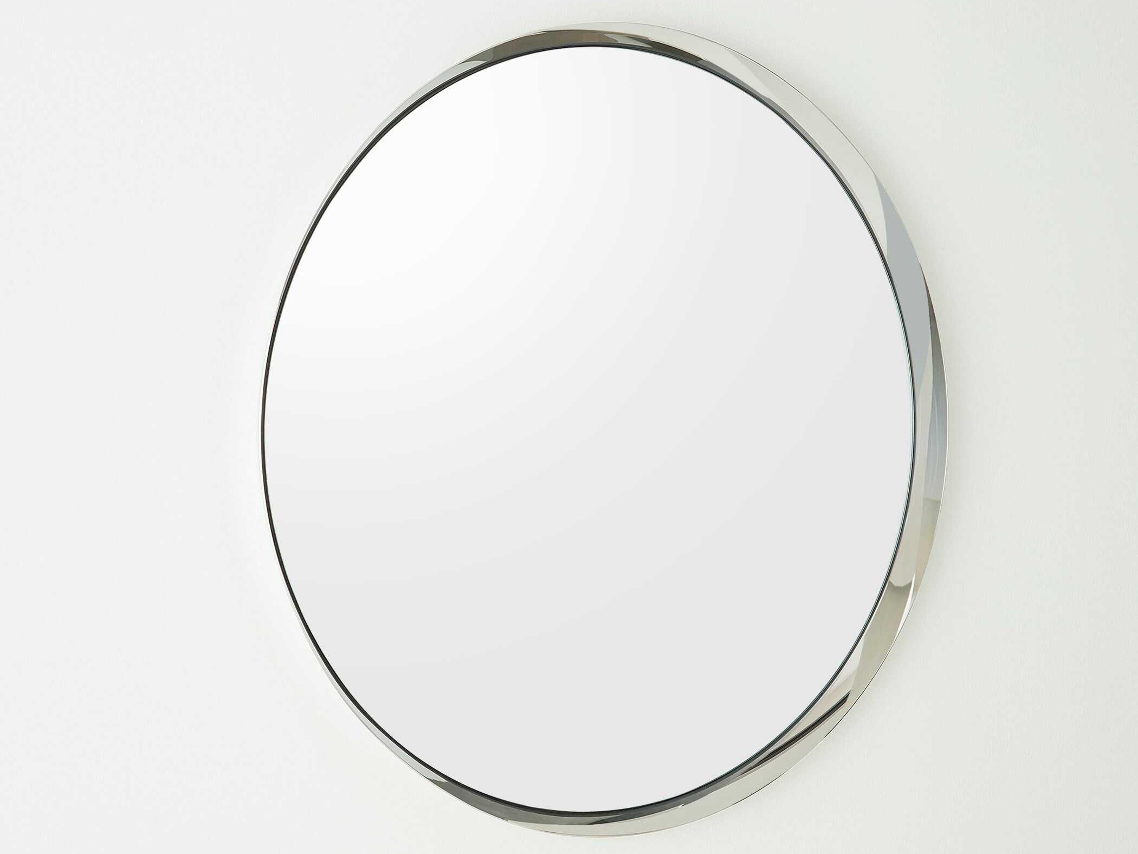 Global Views Hudson Polished Nickel Round Wall Mirror