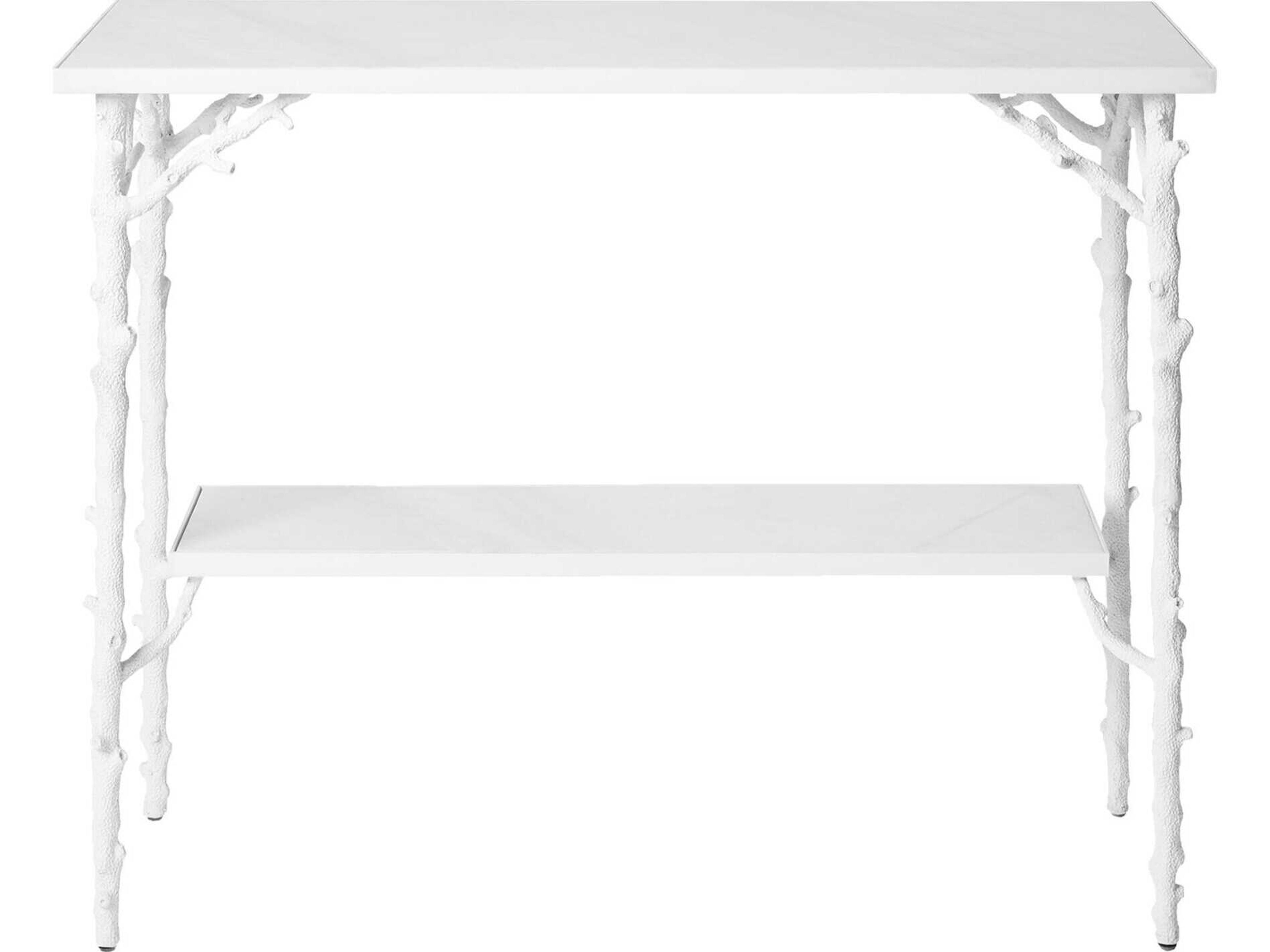 Coral Rectangular Marble Matte White Console Table