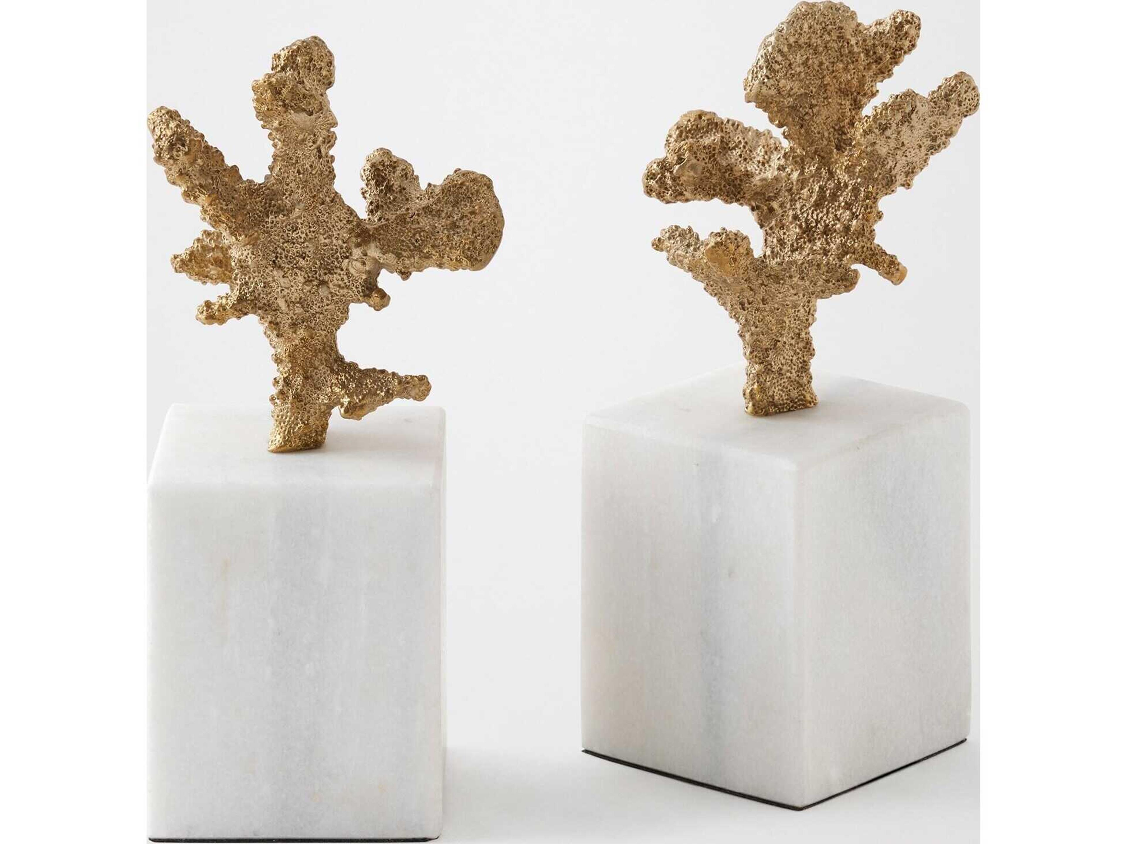 Global Views Coral Pair Brass Sculptures