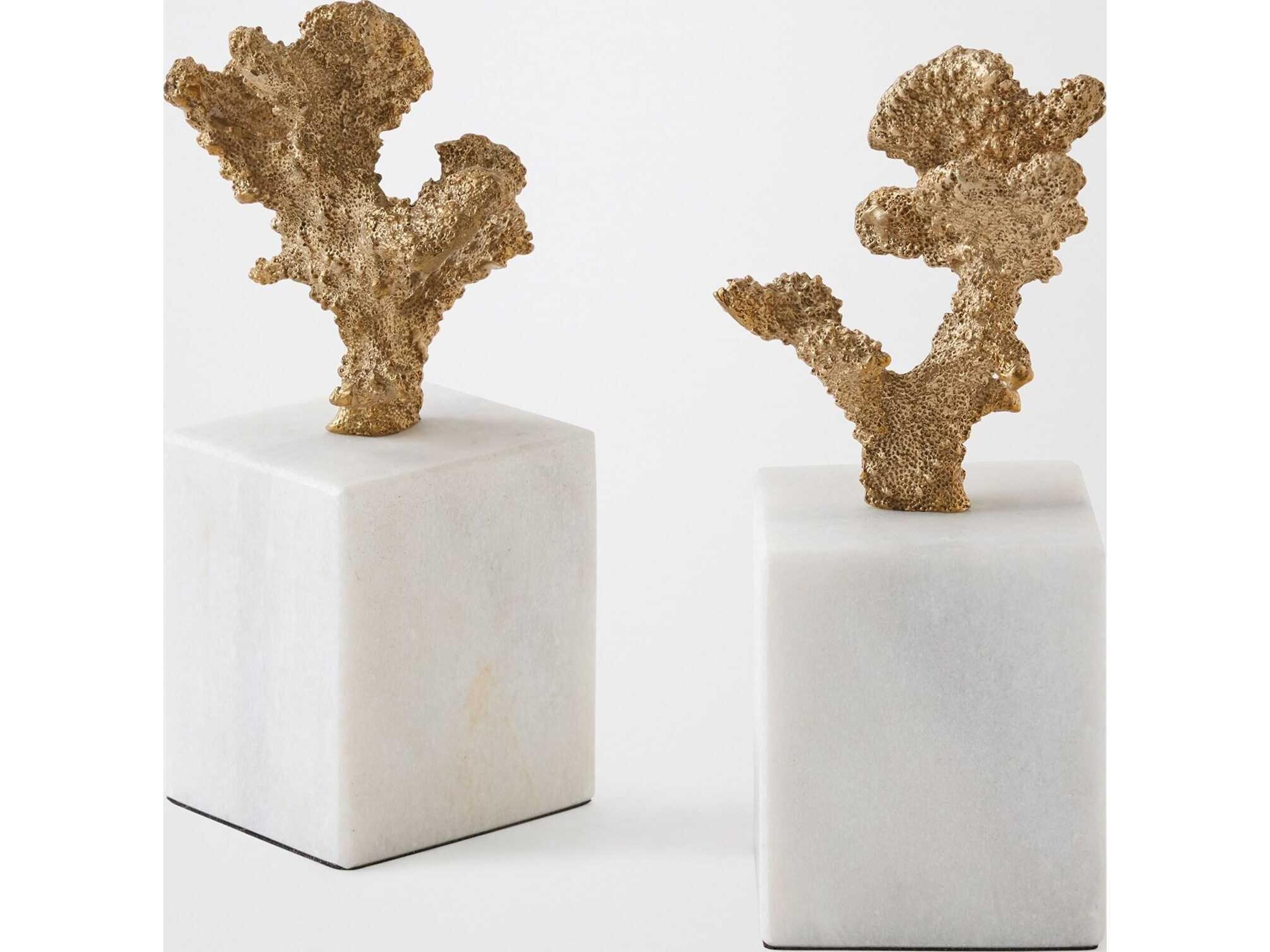Global Views Coral Pair Brass Sculptures