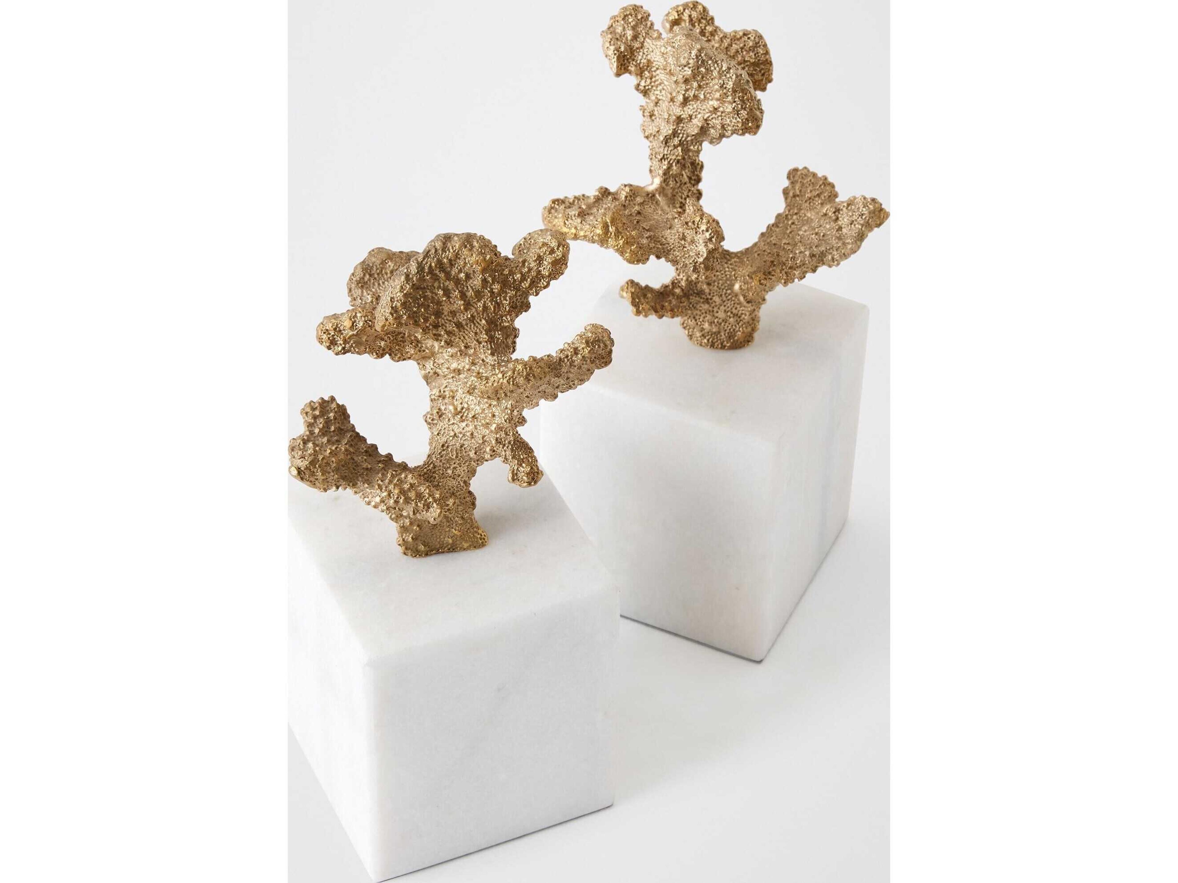 Global Views Coral Pair Brass Sculptures
