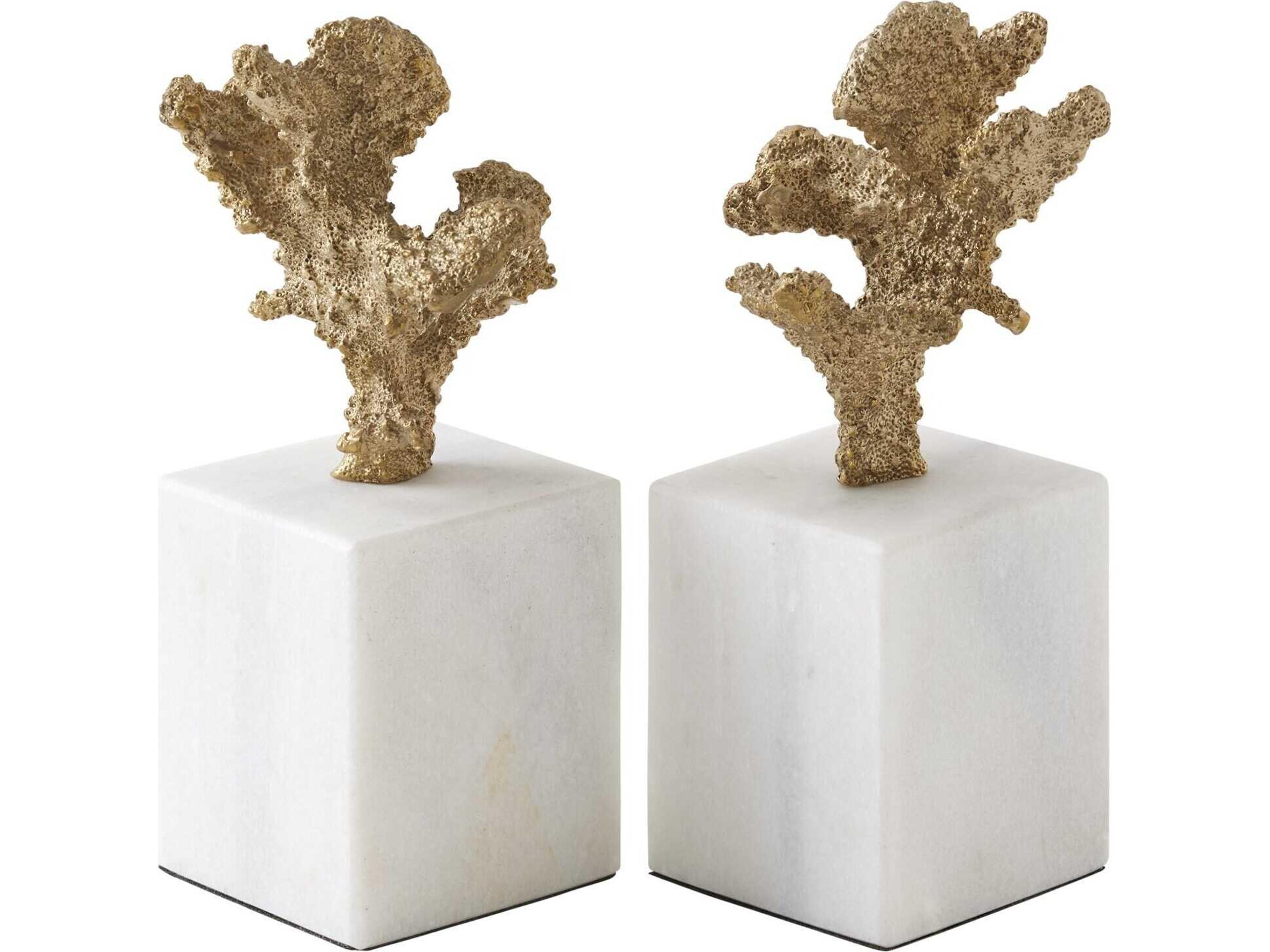 Global Views Coral Pair Brass Sculptures