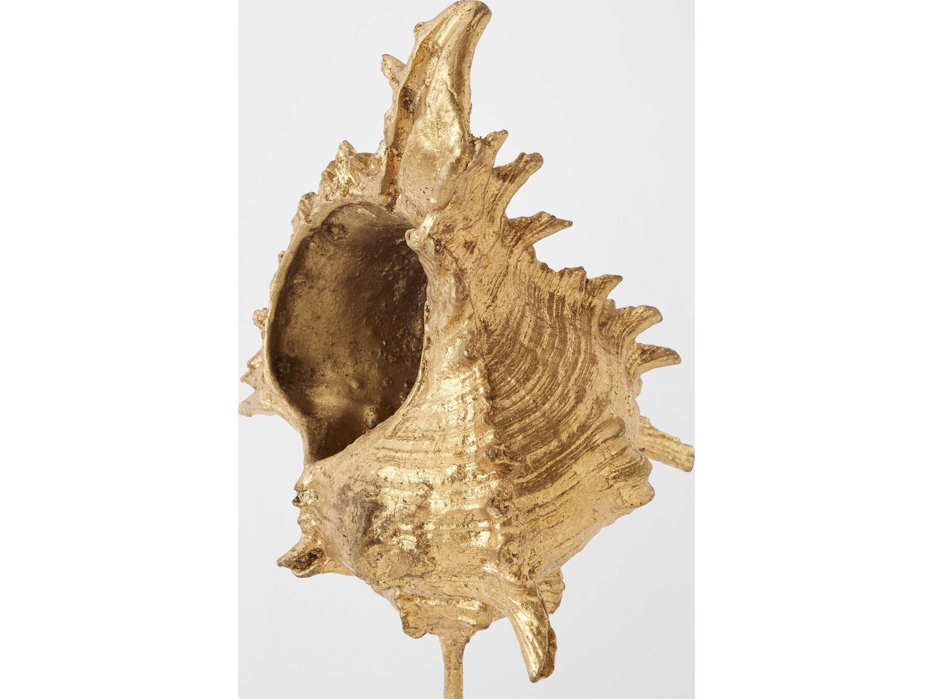 Global Views Shells on Marble-Miter-Brass Sculpture Small