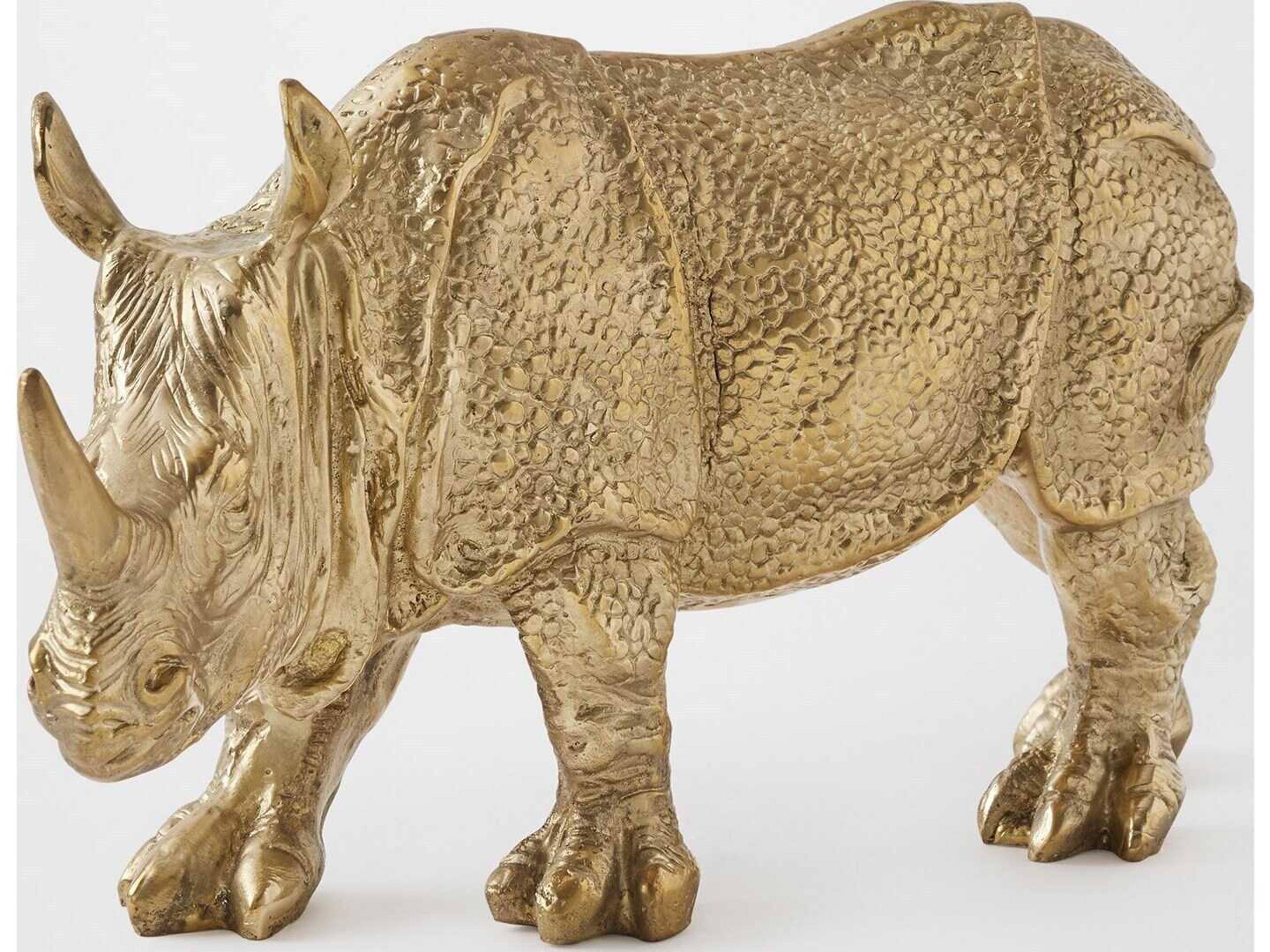 Global Views Rhino Brass Sculpture