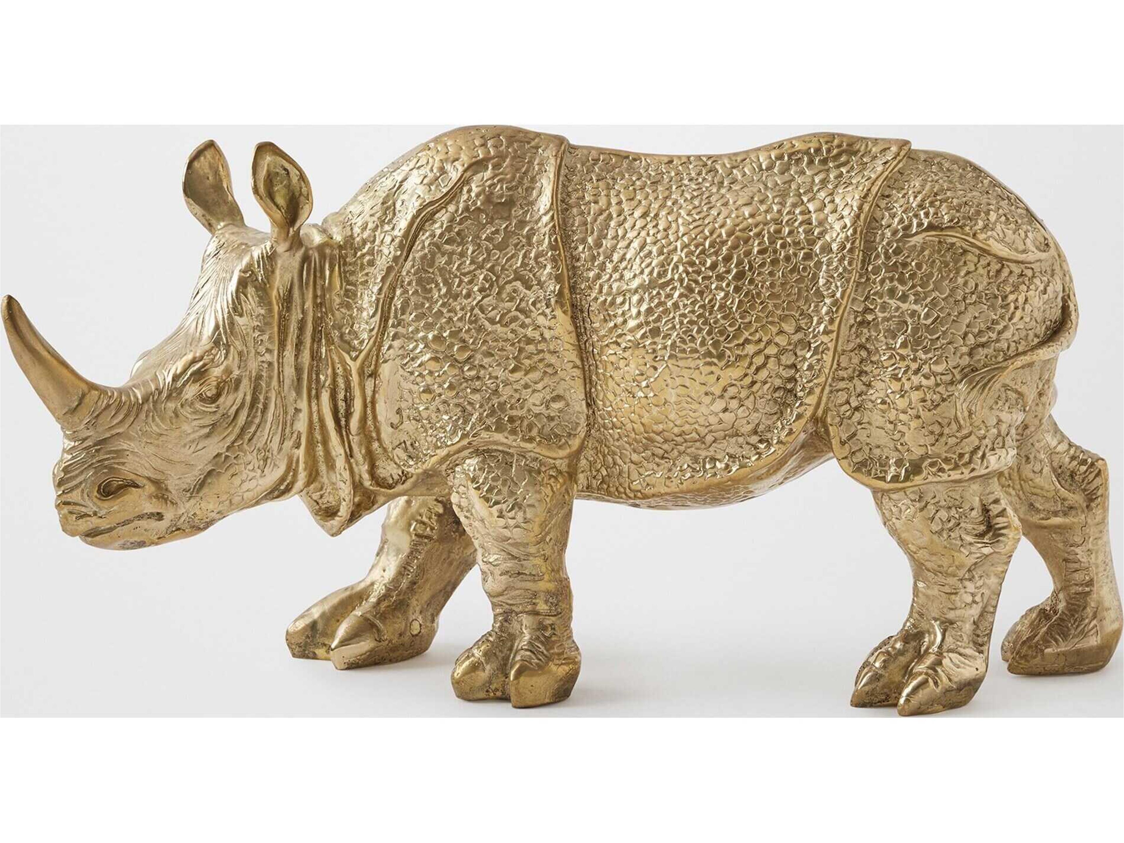 Global Views Rhino Brass Sculpture