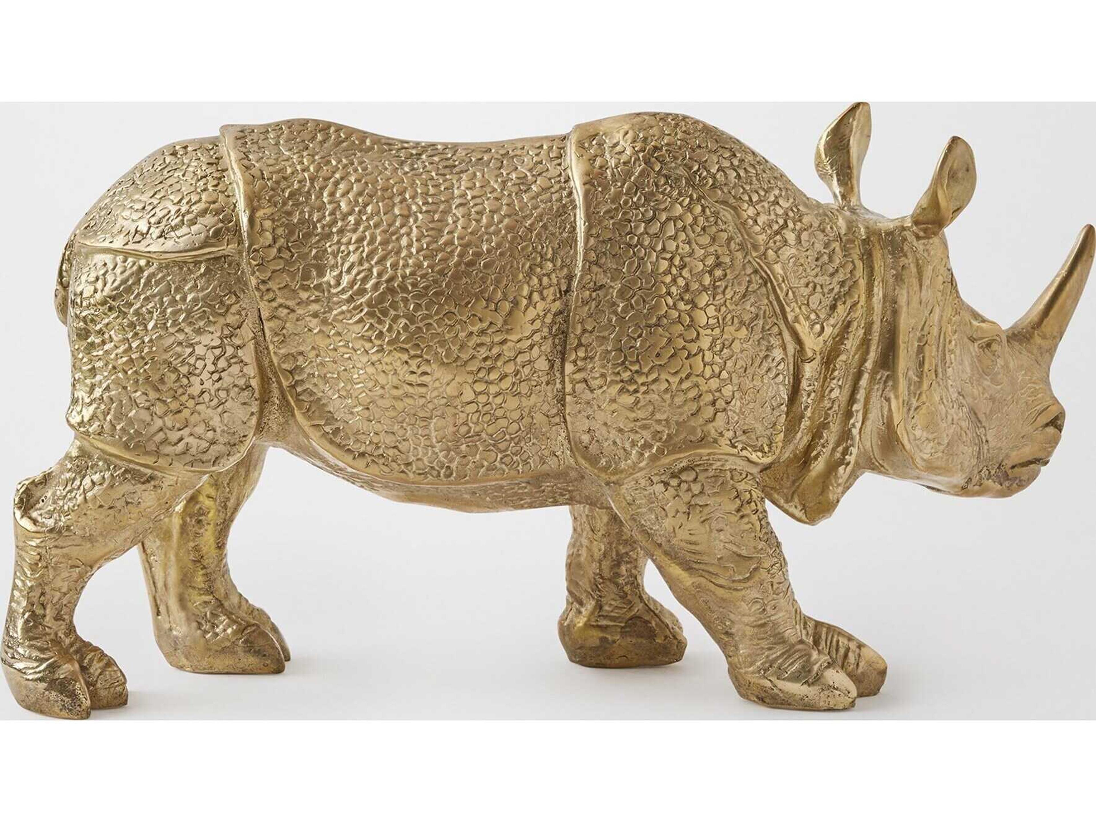 Global Views Rhino Brass Sculpture