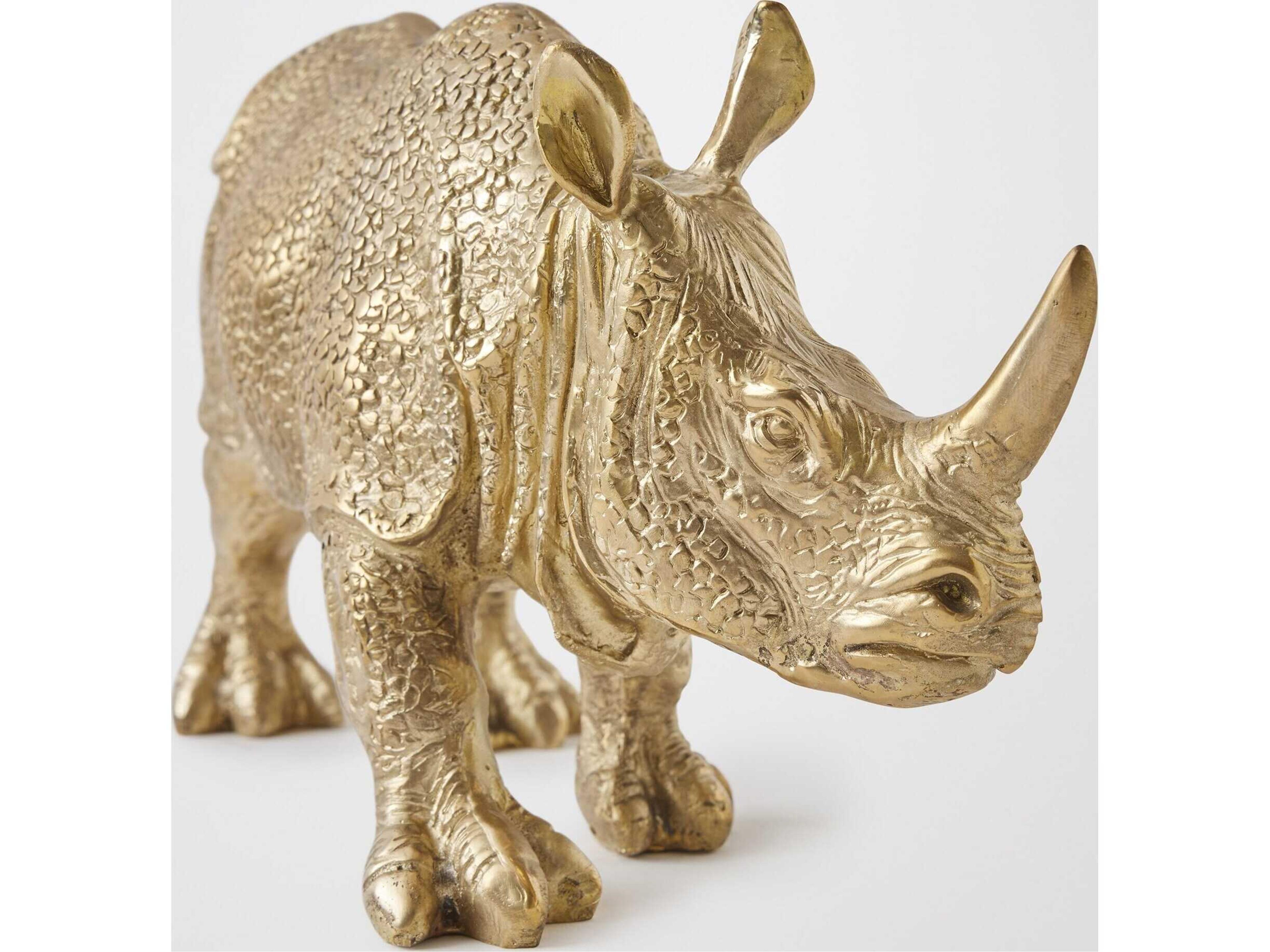 Global Views Rhino Brass Sculpture