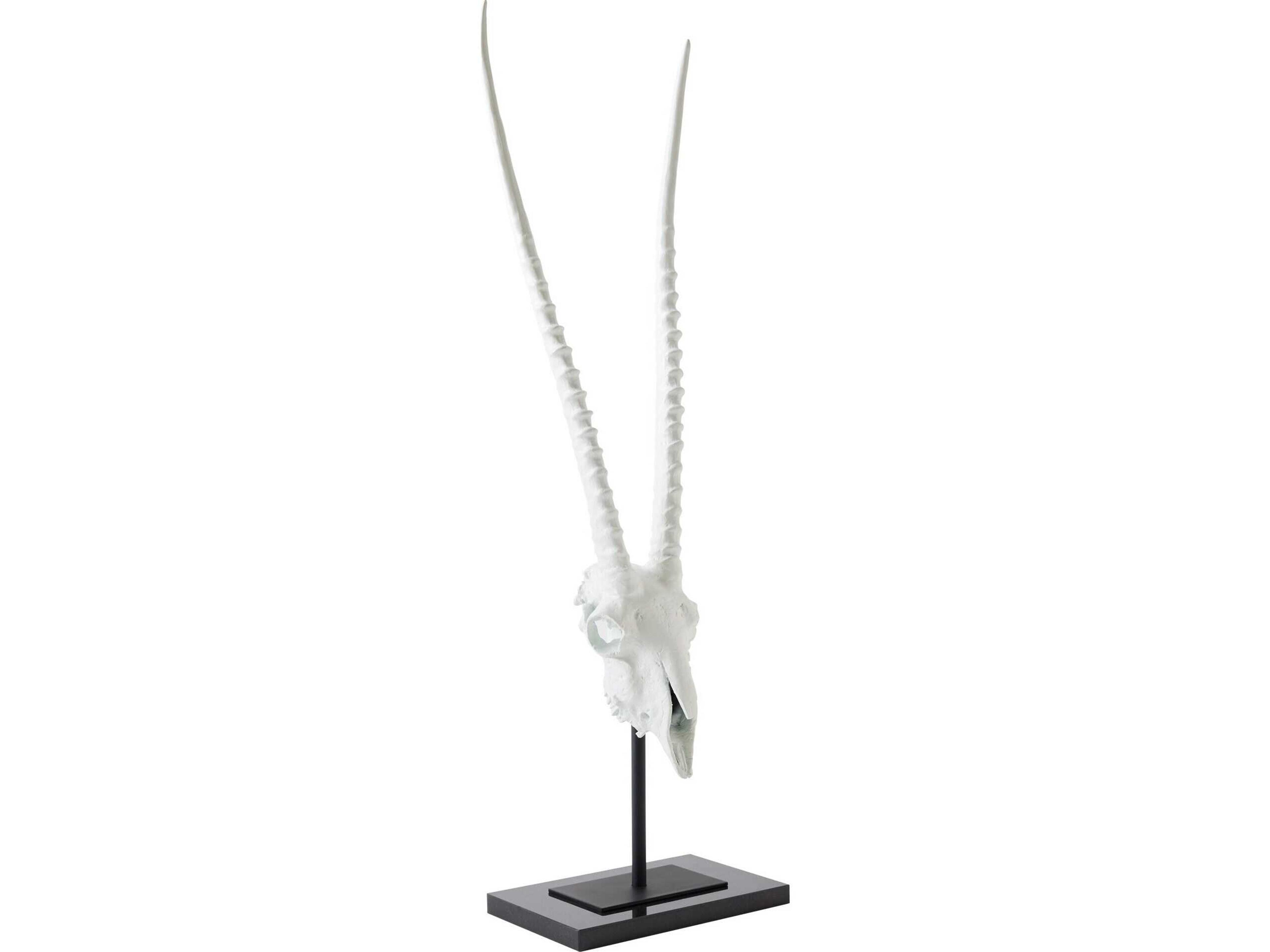Global Views Gemsbok Skull Matte Black White Sculpture