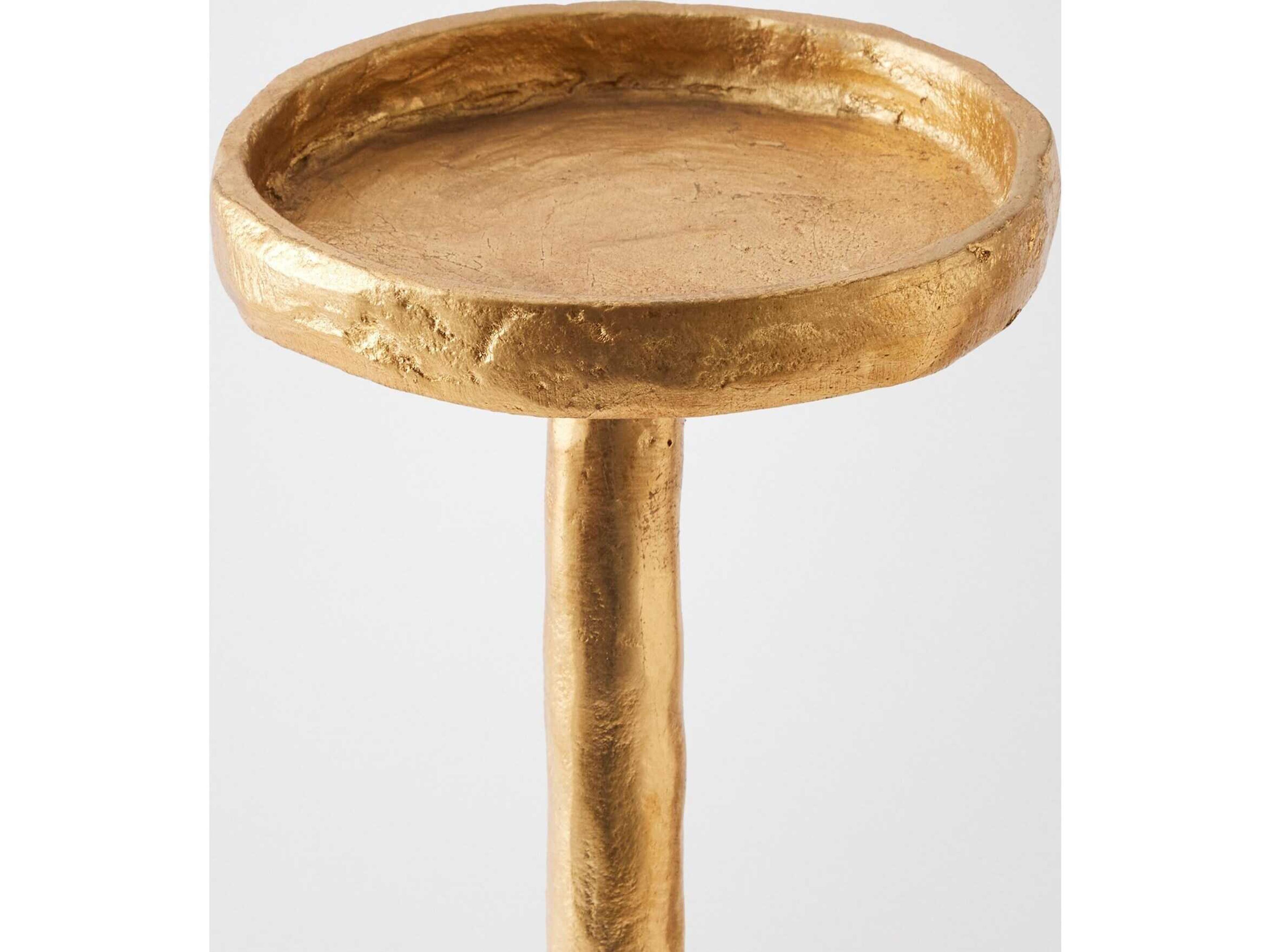 Global Views Forged Pillar Gold Leaf Candle Holder Small