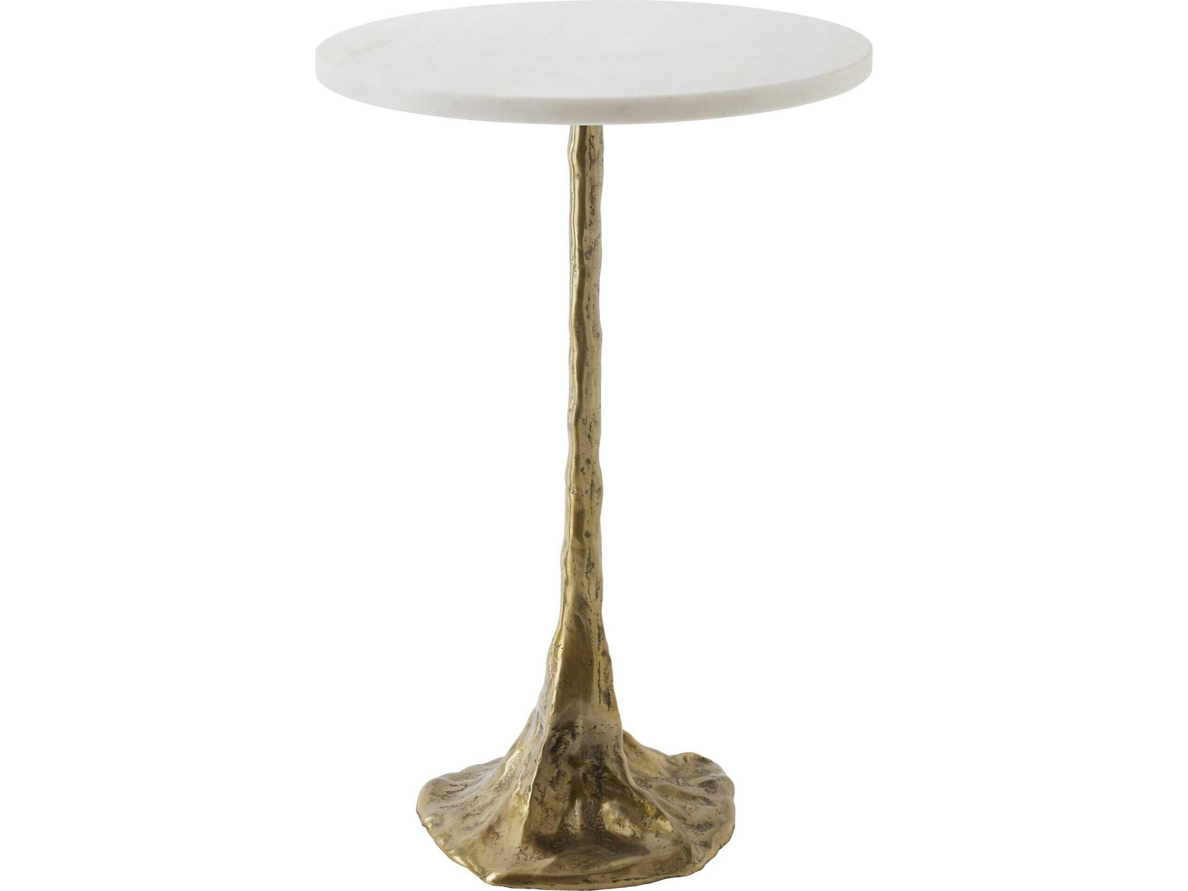 Lily Pad Round Marble Faux Brass End Table