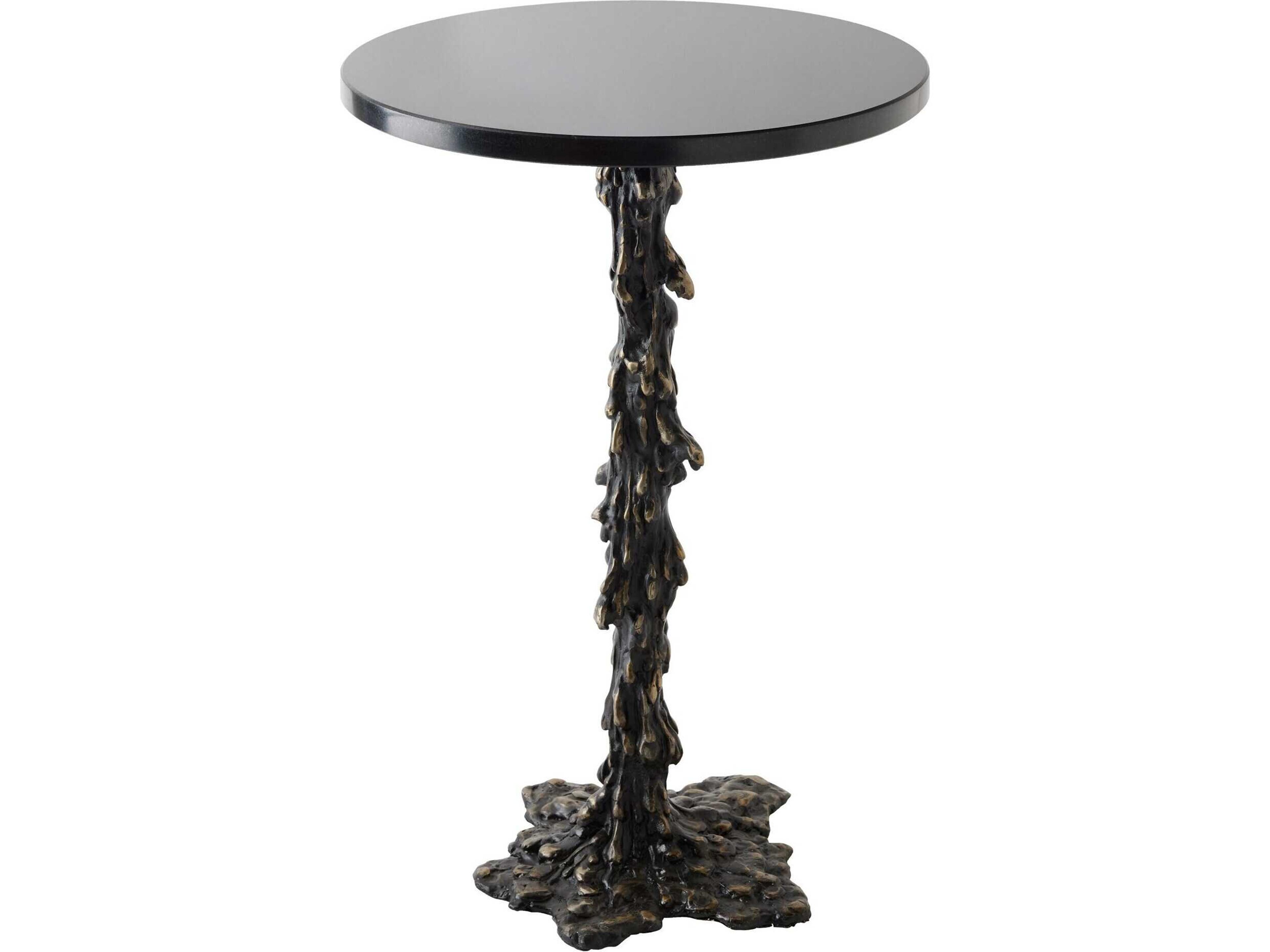 Melting Round Marble Bronze End Table