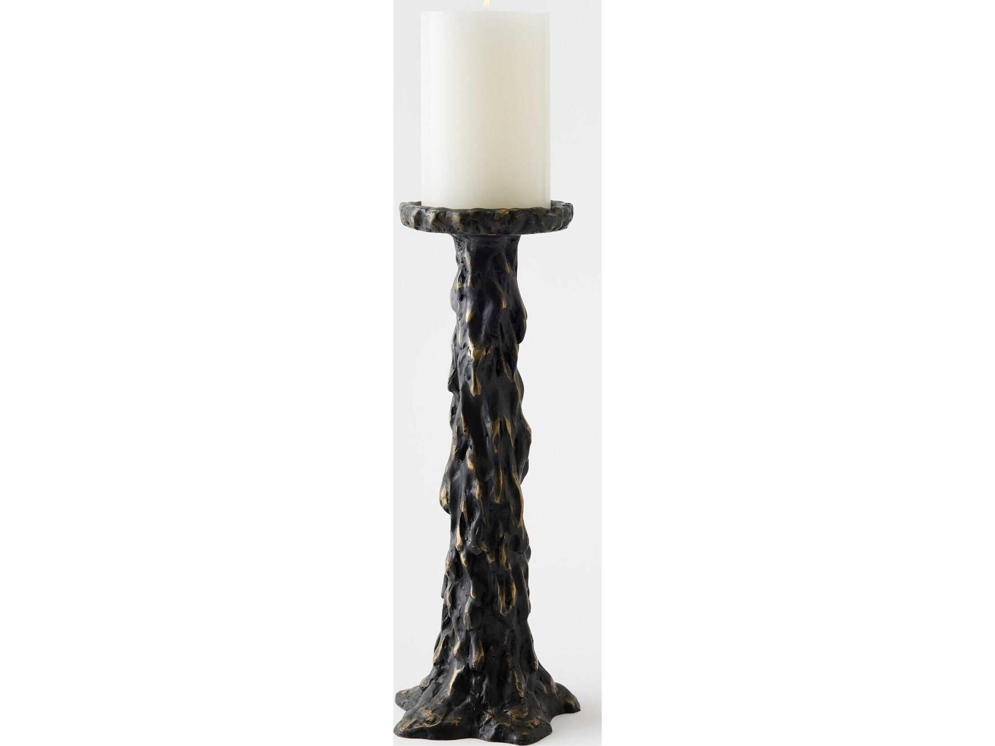Global Views Melting Pillar Bronze Candle Holder Large