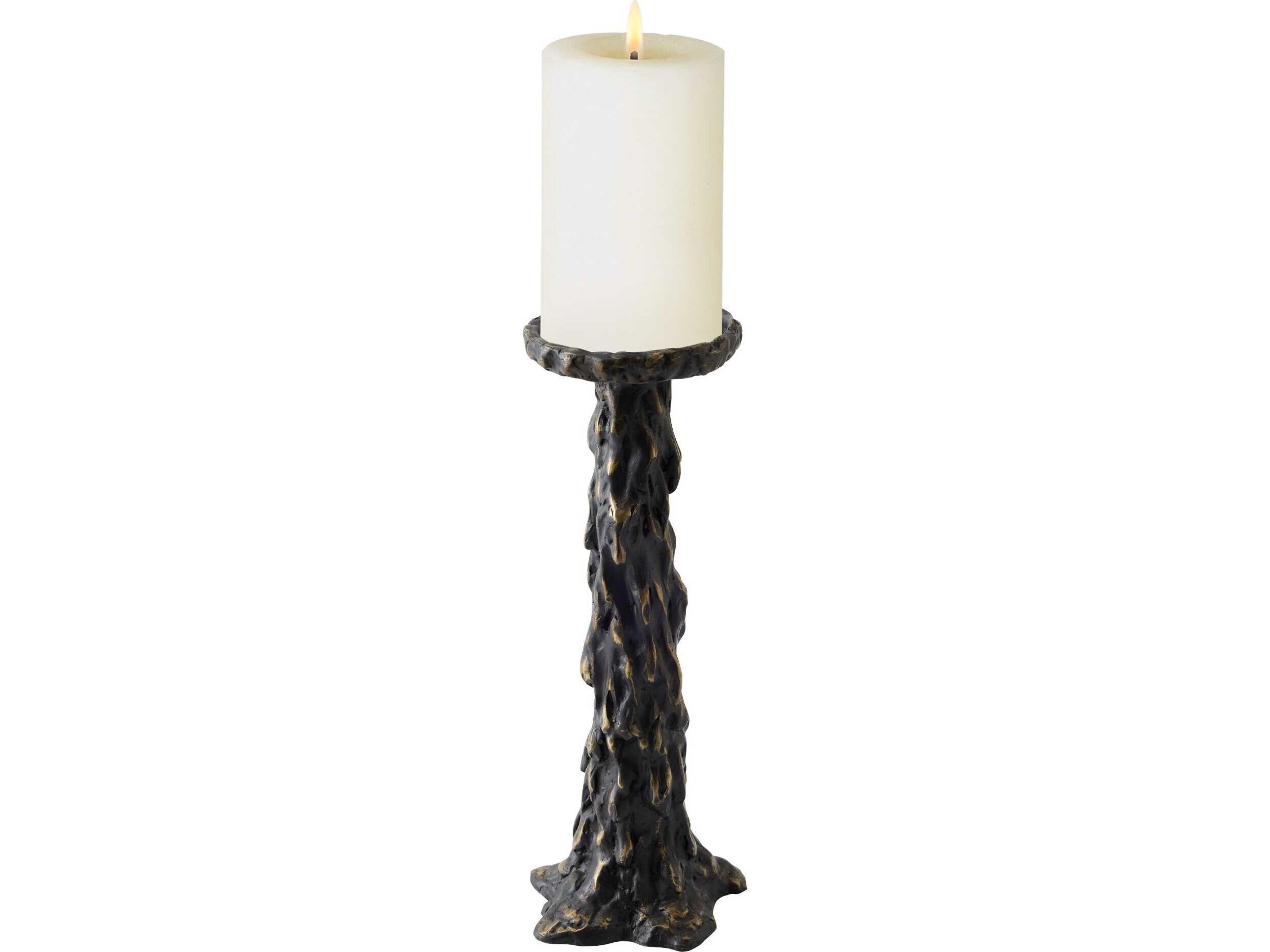 Global Views Melting Pillar Bronze Candle Holder Large