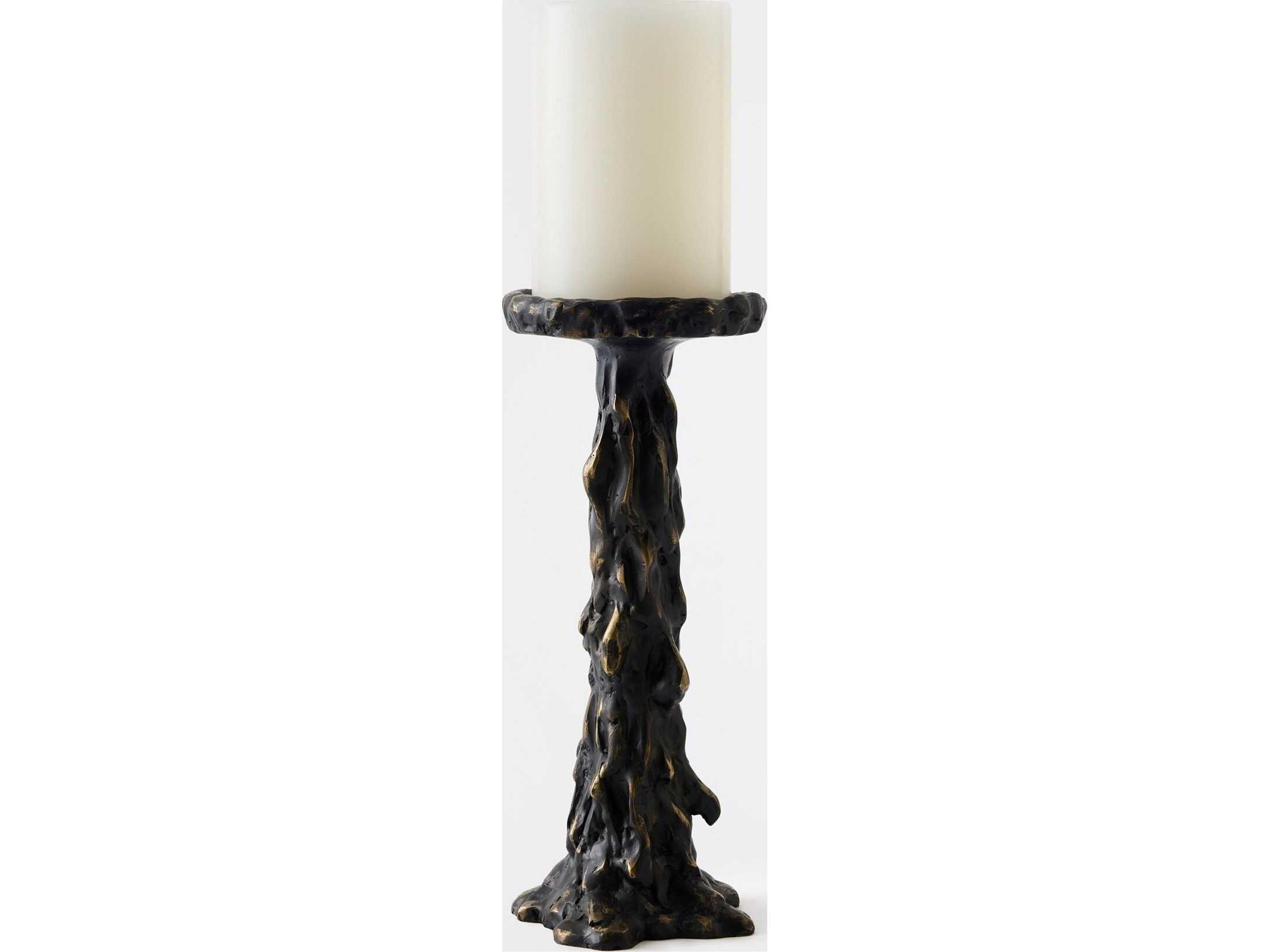 Global Views Melting Pillar Bronze Candle Holder Medium