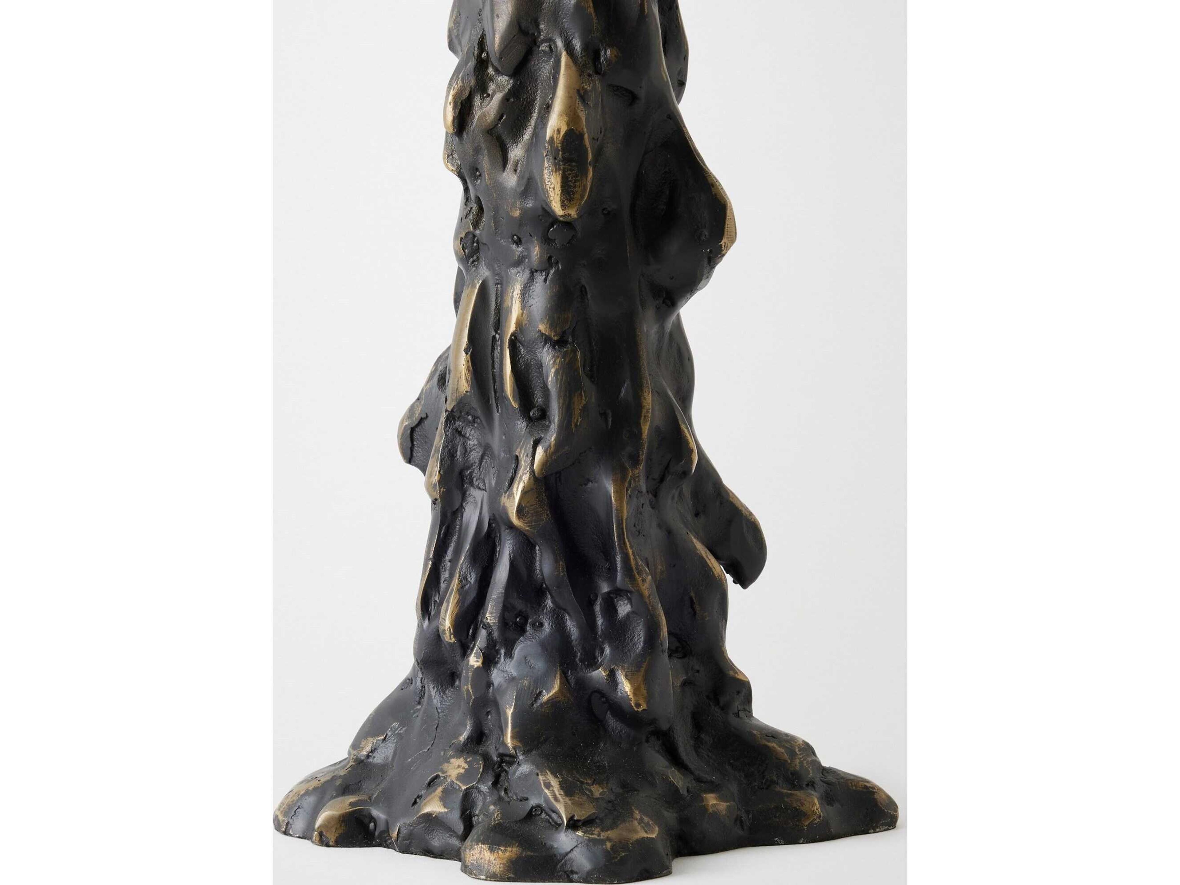 Global Views Melting Pillar Bronze Candle Holder Medium