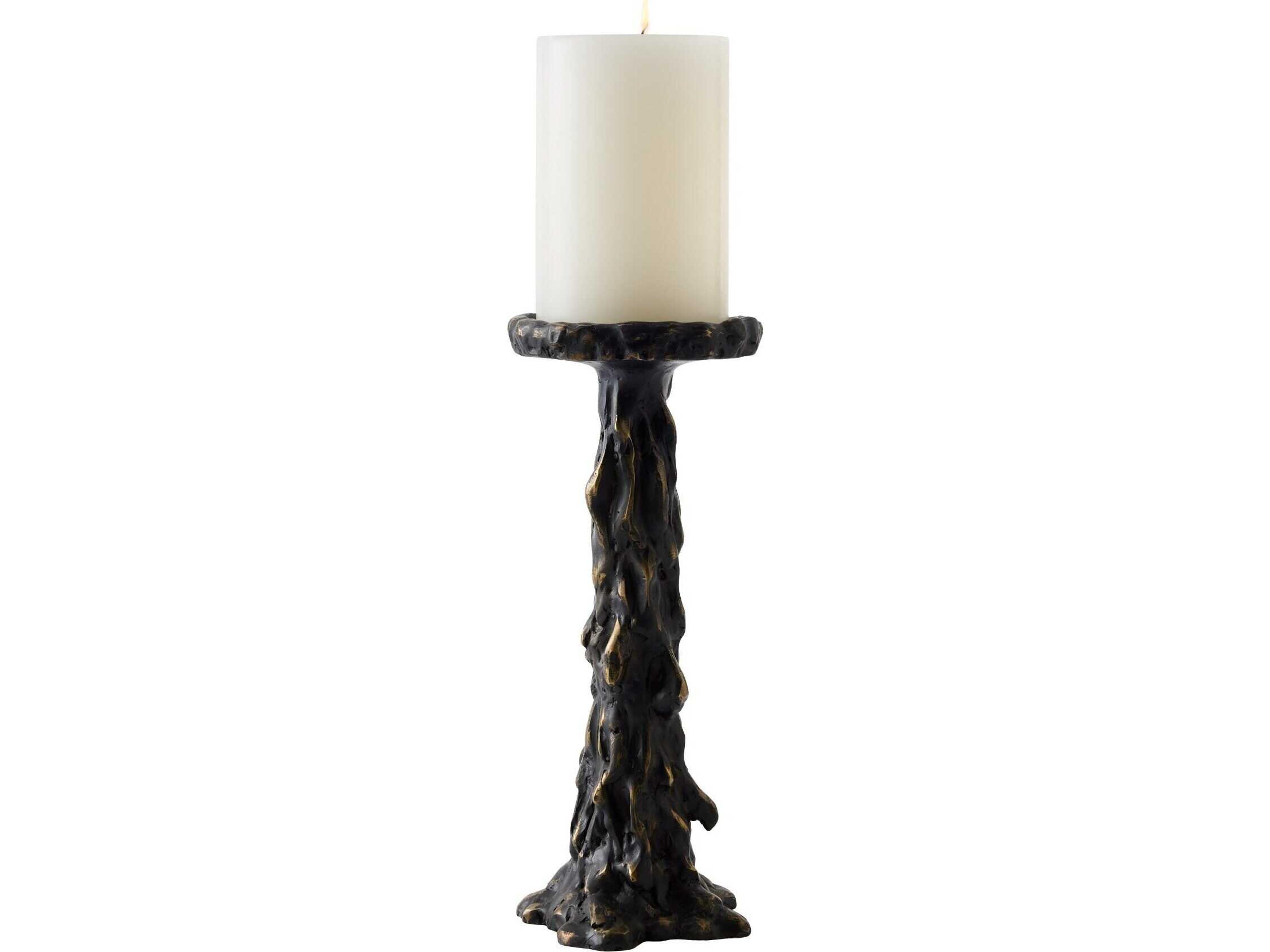 Global Views Melting Pillar Bronze Candle Holder Medium