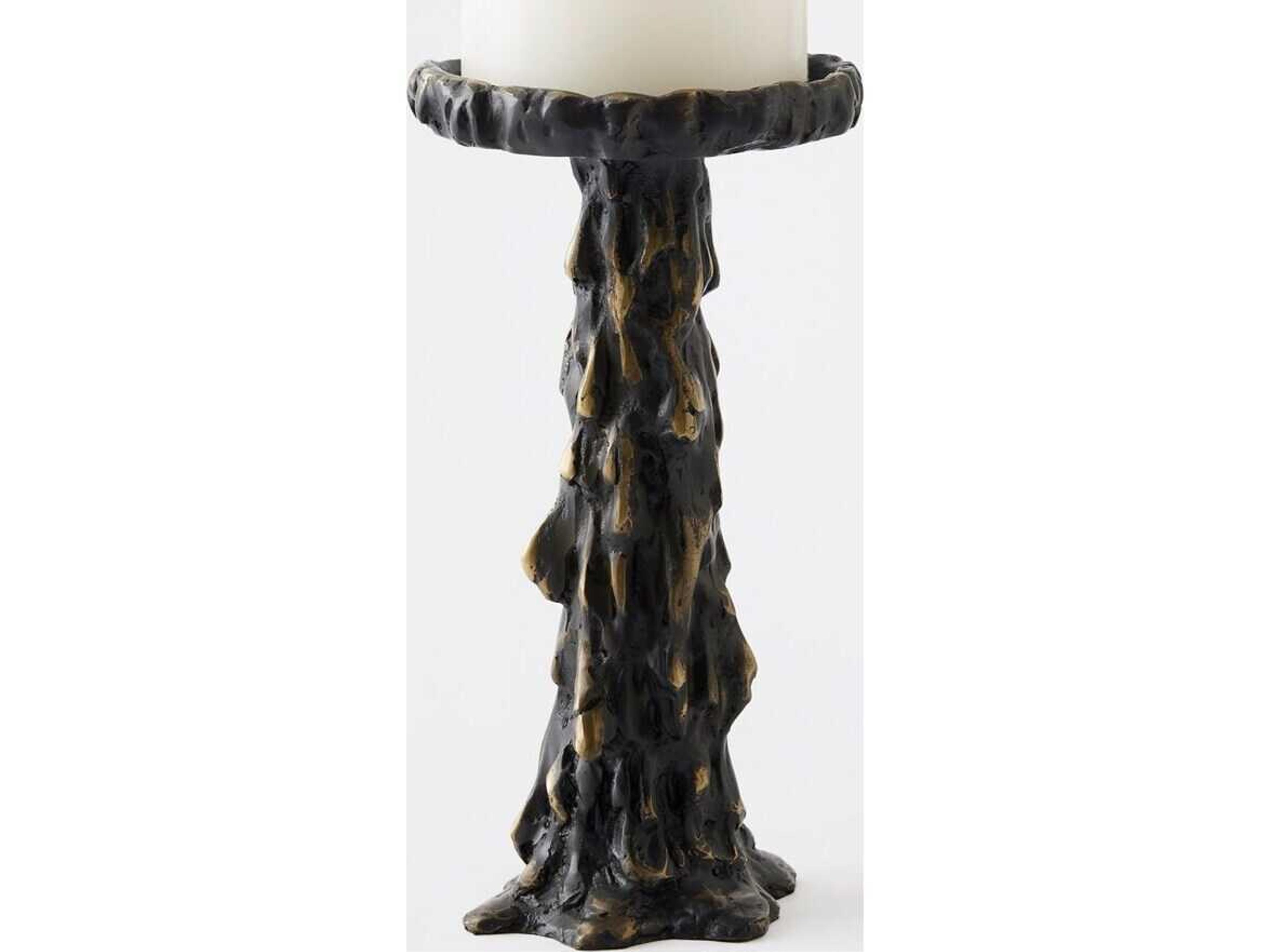 Global Views Melting Pillar Bronze Candle Holder Small
