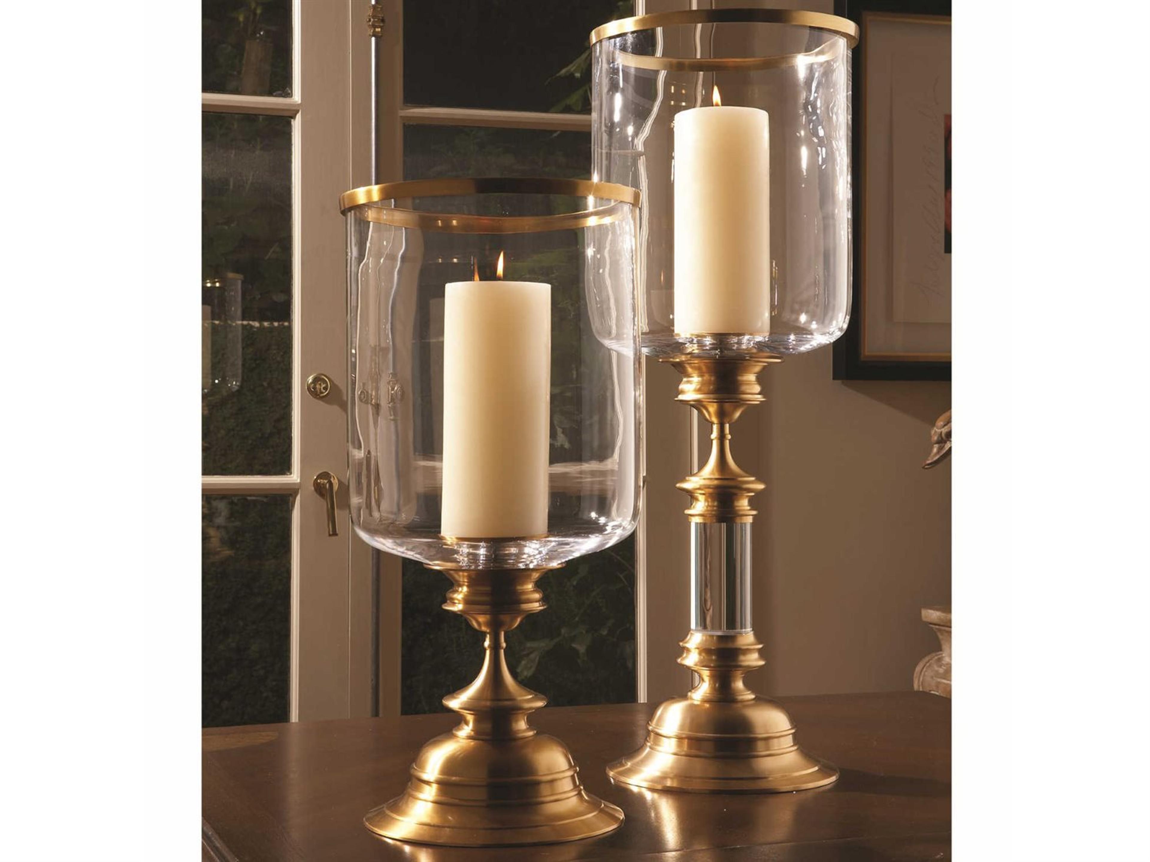 Global Views Estate Hurricane Antique Brass Candle Holder