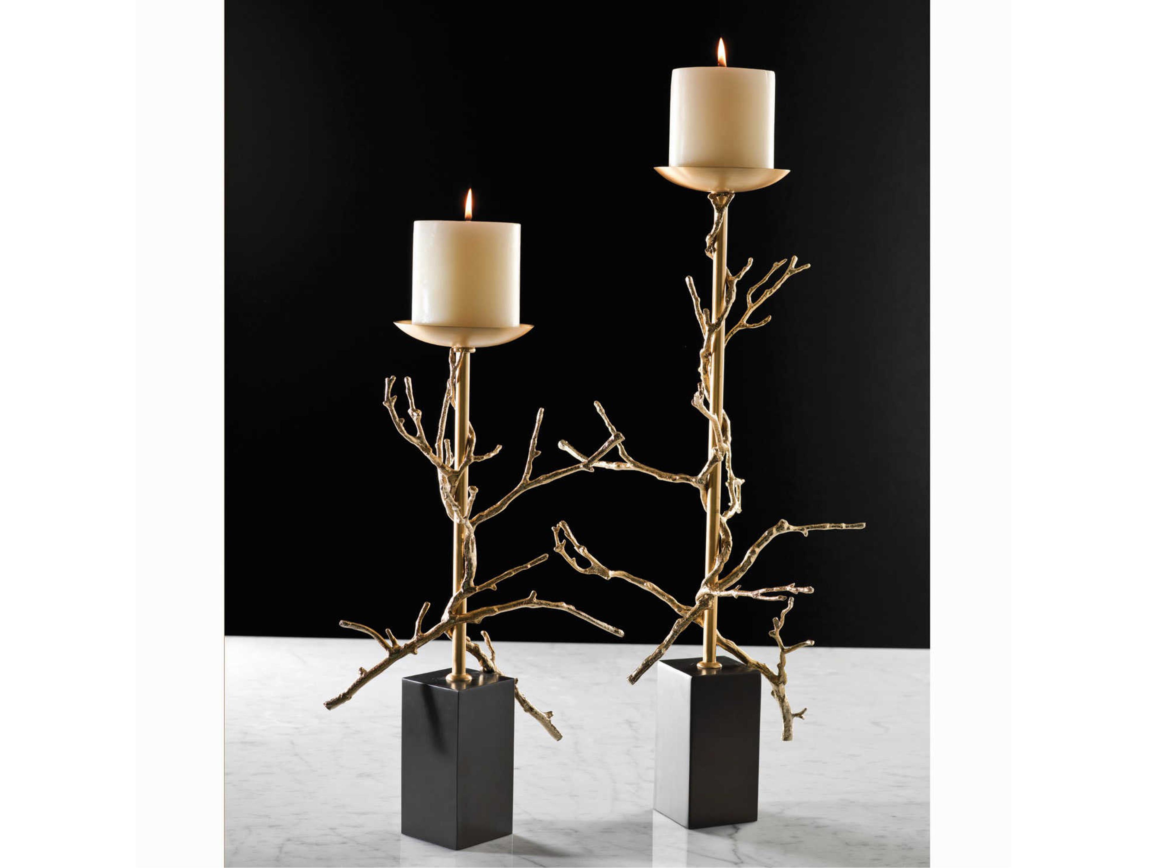 Global Views Twig Brass Small Candle Holder