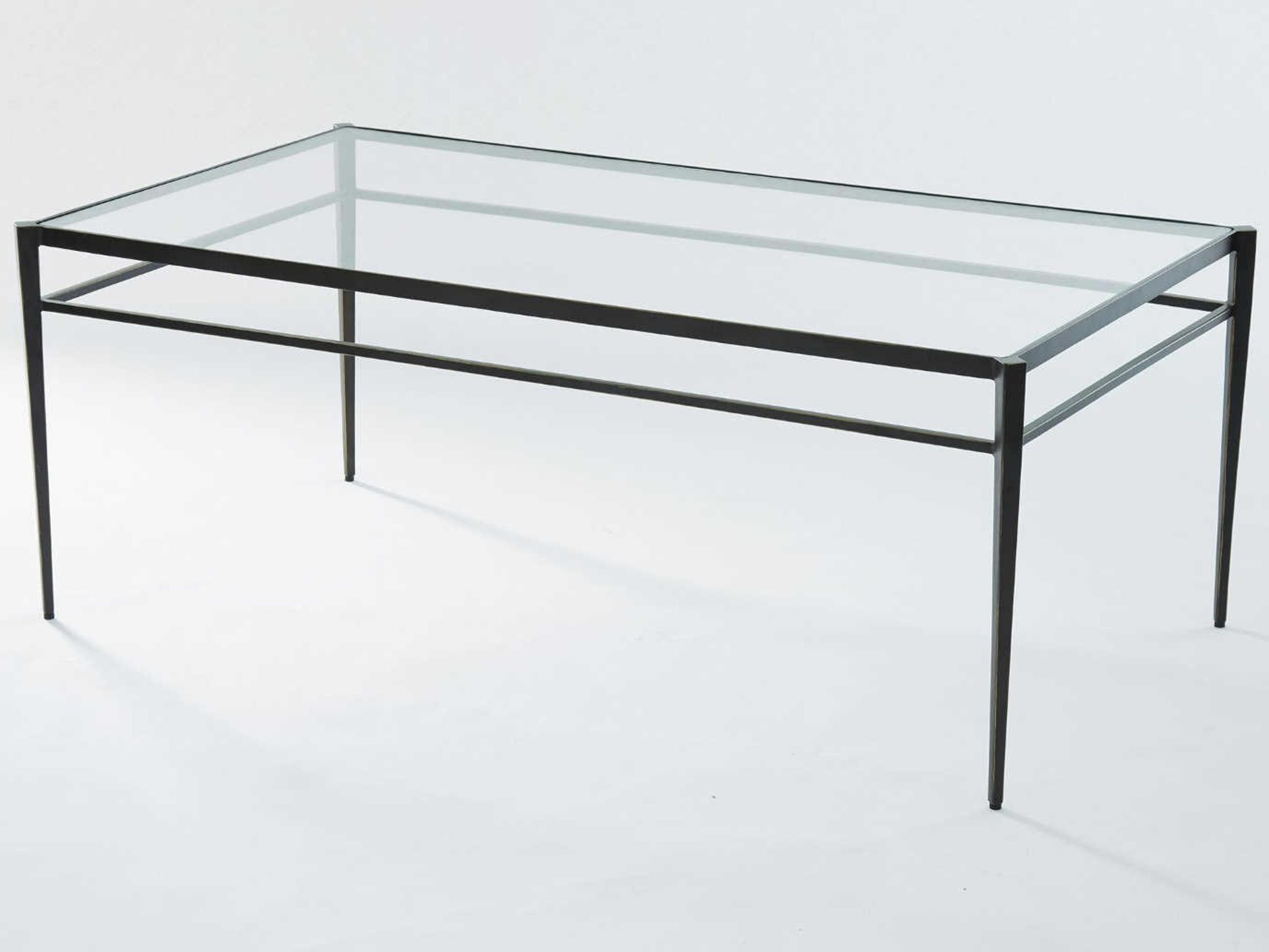 Rectangular Glass Dark Gunmetal Bronze Powder Coat Gold Edges highlights Coffee Table