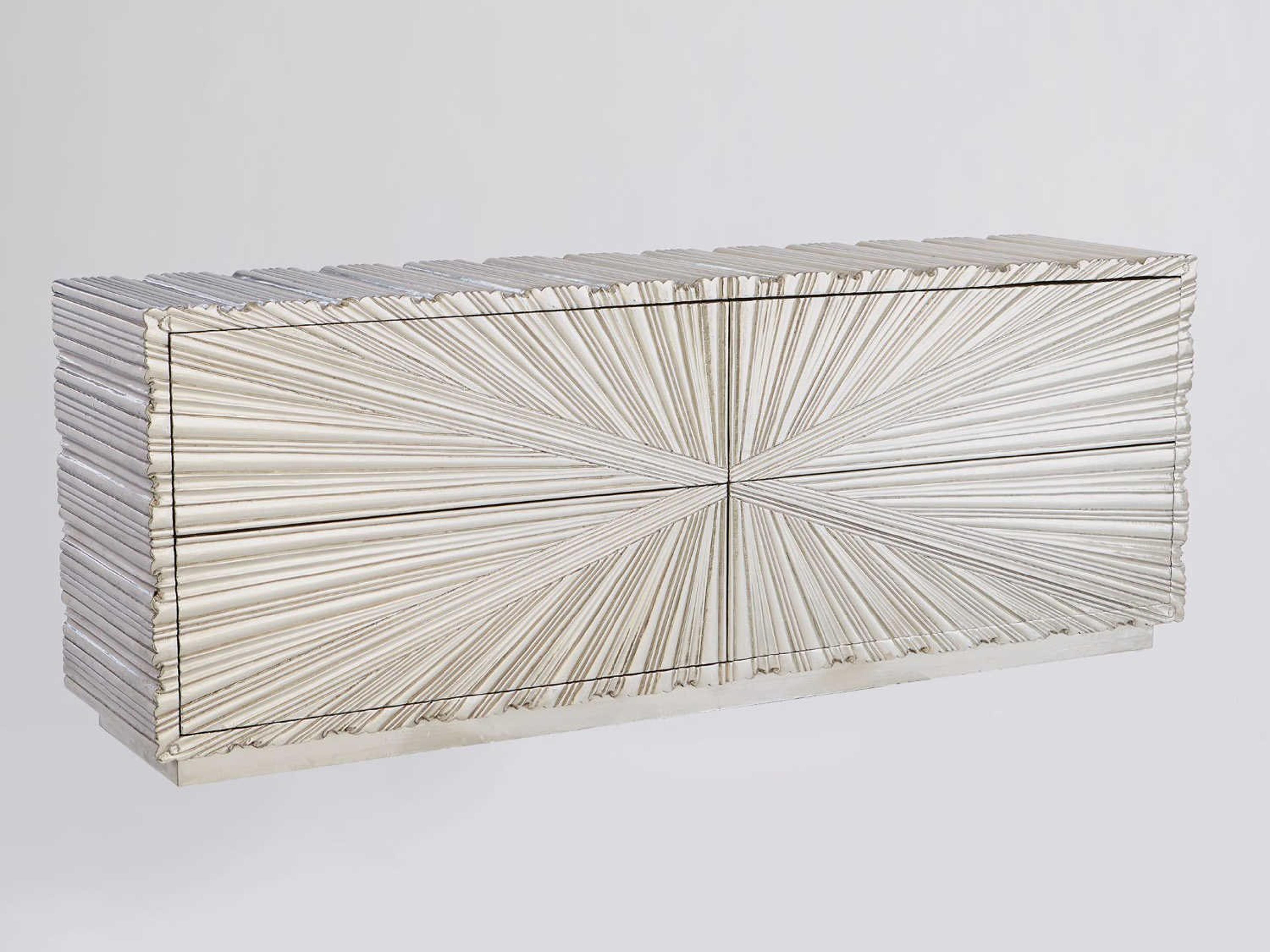 Global Views 72" Grey Deco White Alloy Metal Sideboard