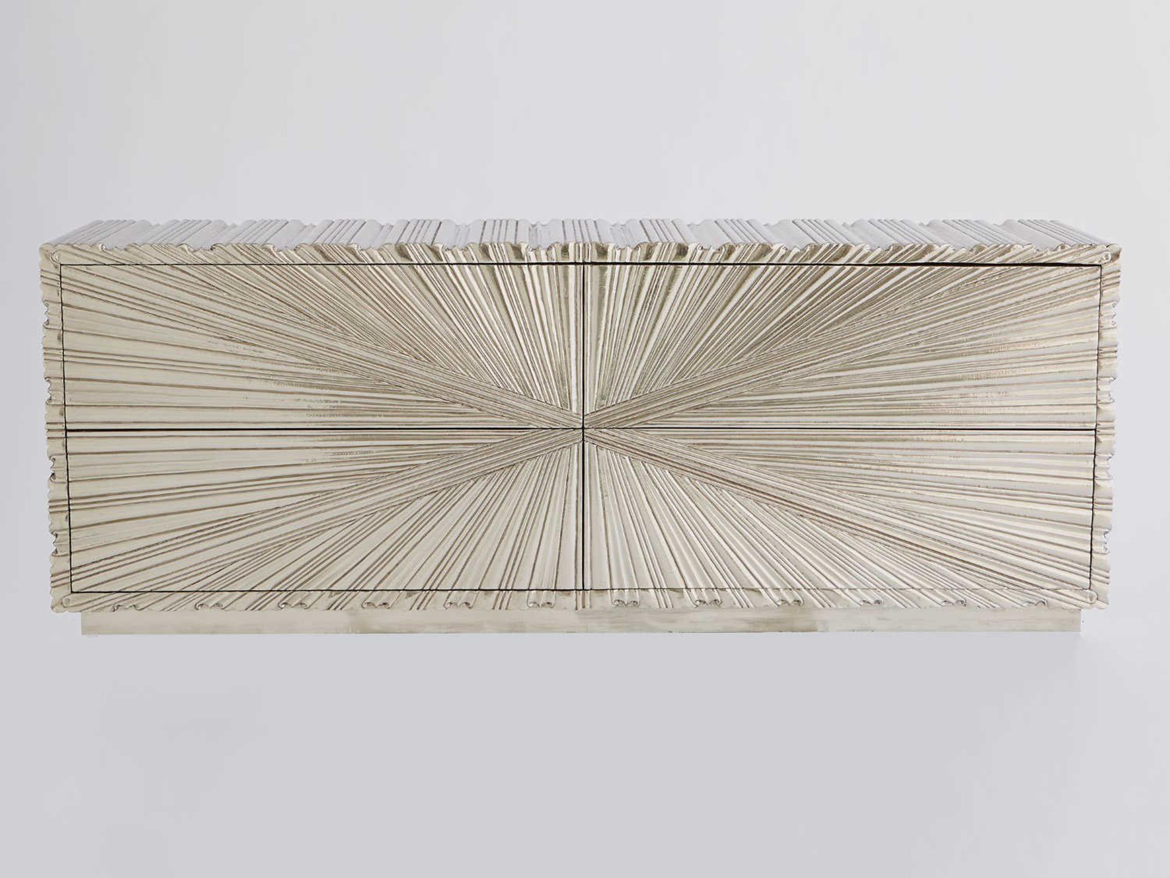 Global Views 72" Grey Deco White Alloy Metal Sideboard