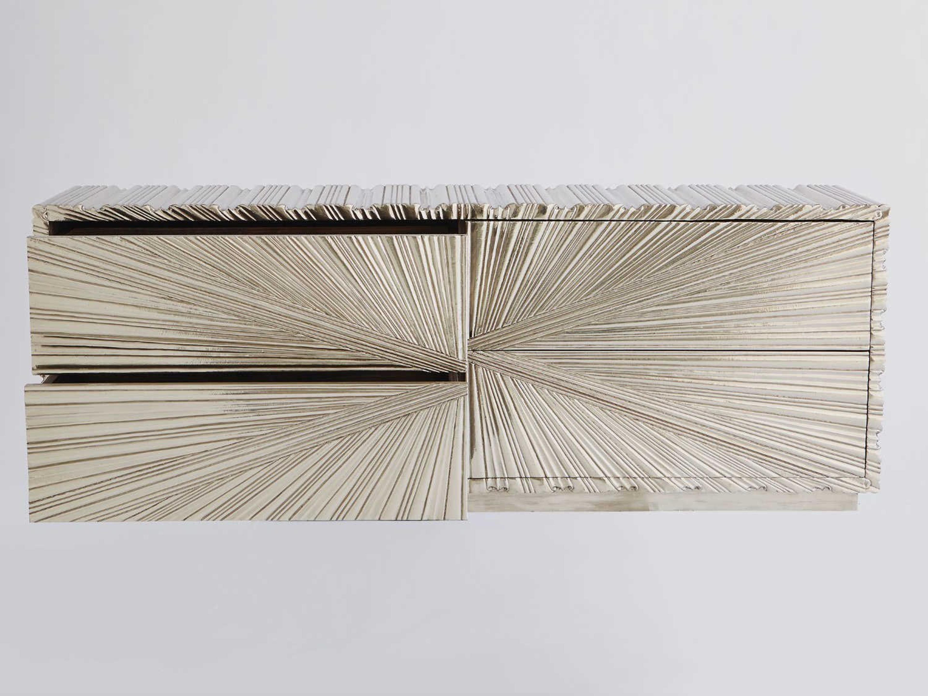 Global Views 72" Grey Deco White Alloy Metal Sideboard