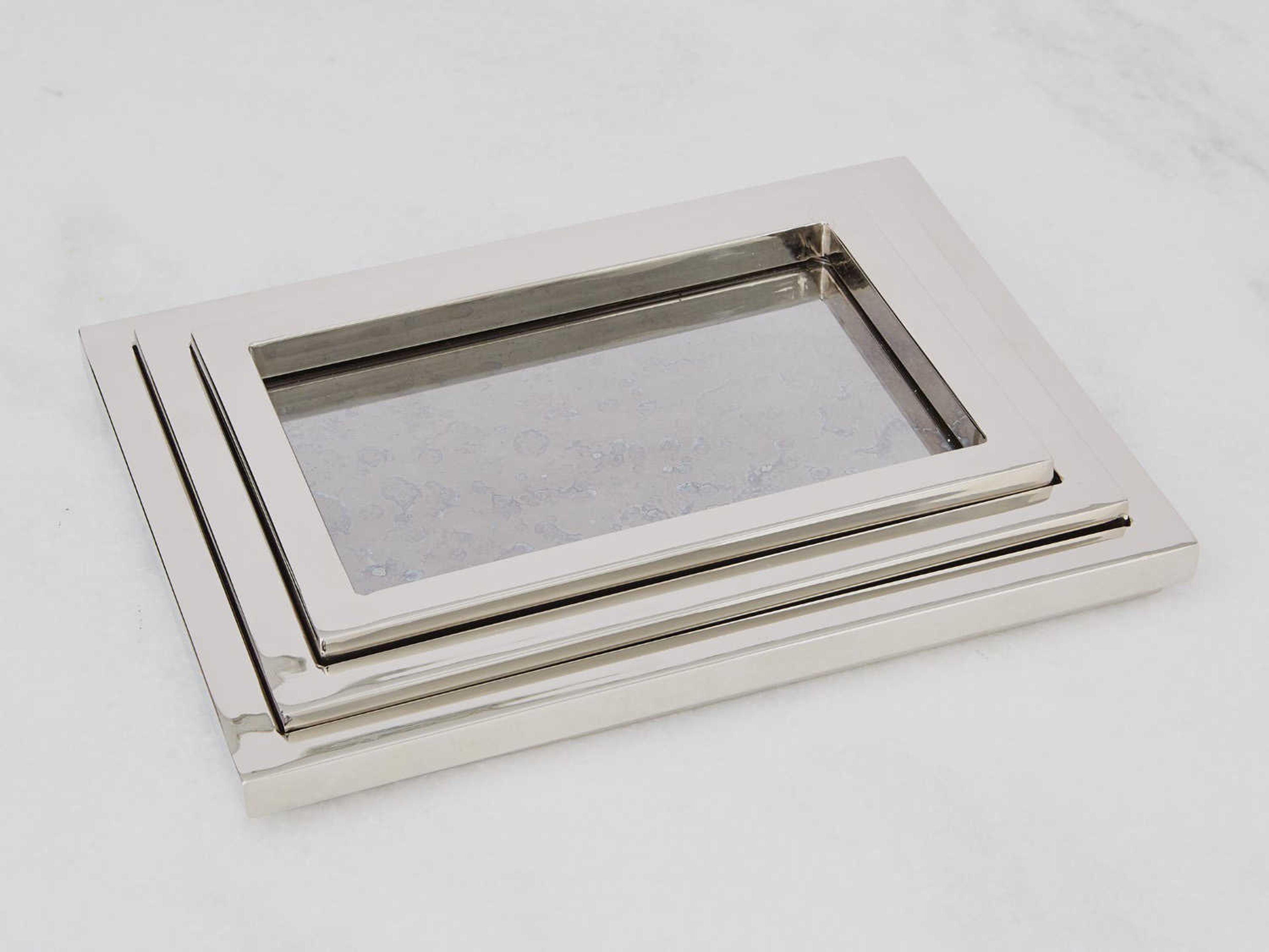 Global Views Stepped Nesting Nickel Serving Trays Set of 3