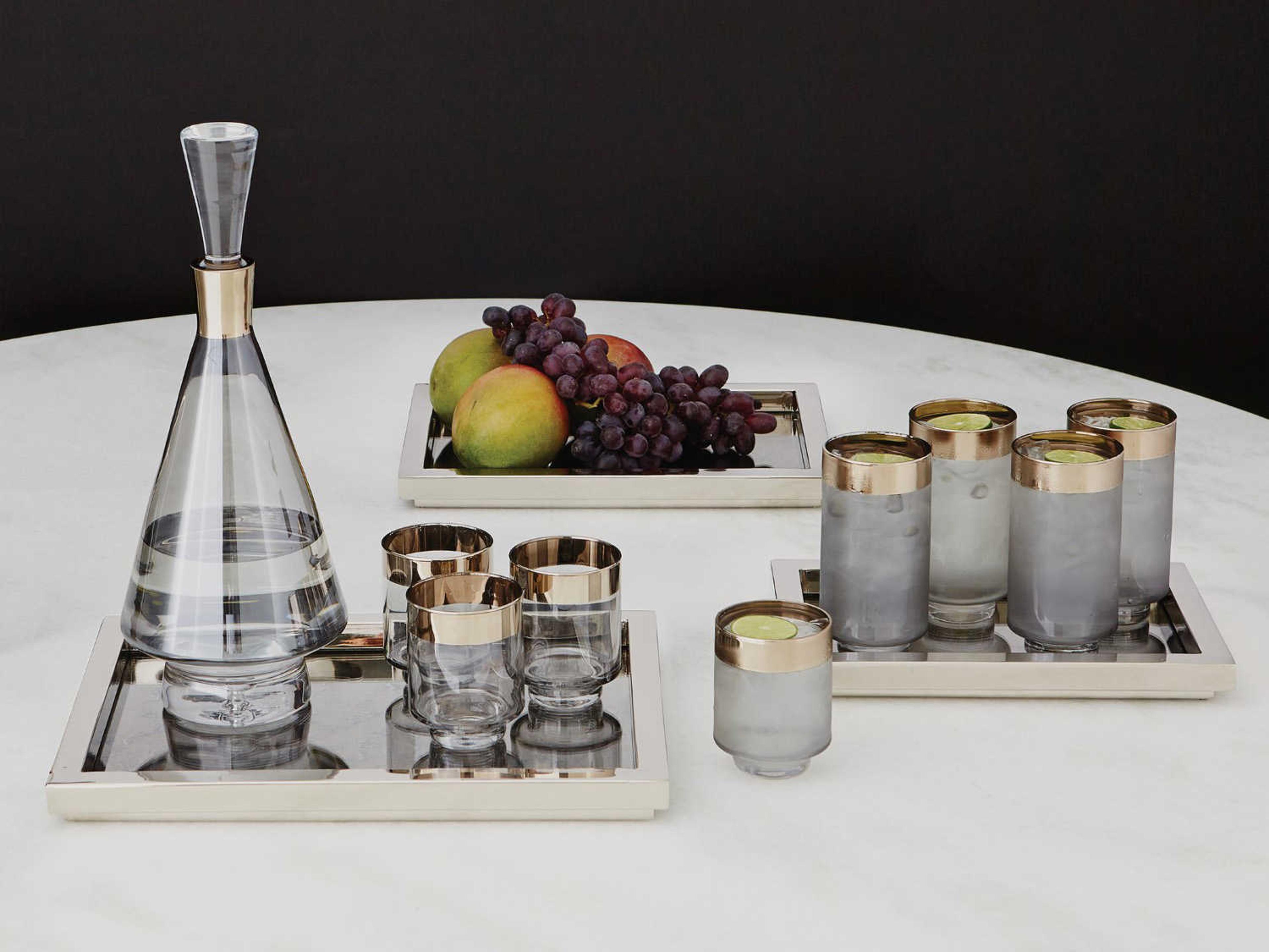 Global Views Stepped Nesting Nickel Serving Trays Set of 3