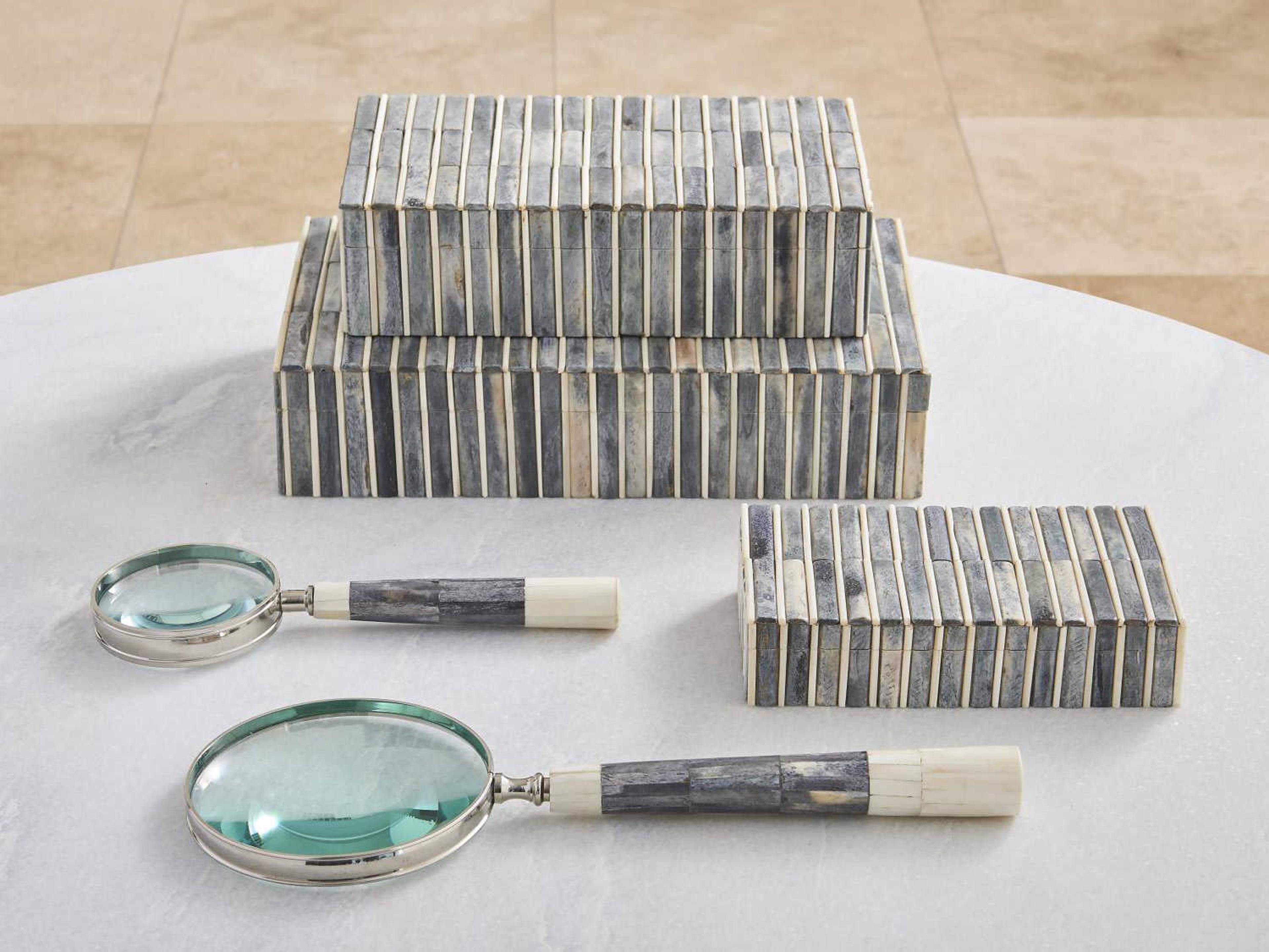 Global Views Grey / Ivory Medium Storage Case