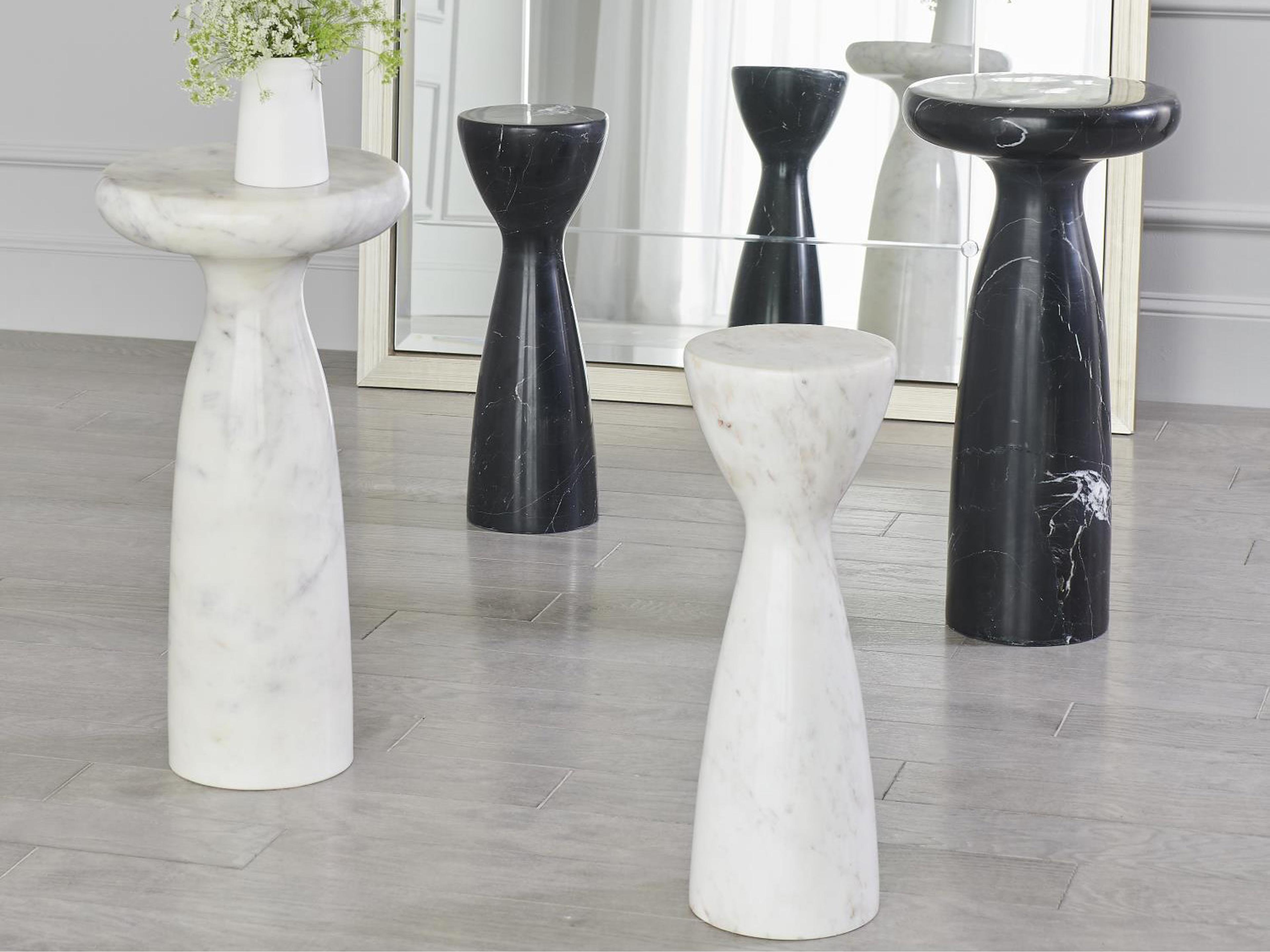 Global Views Round Marble End Table