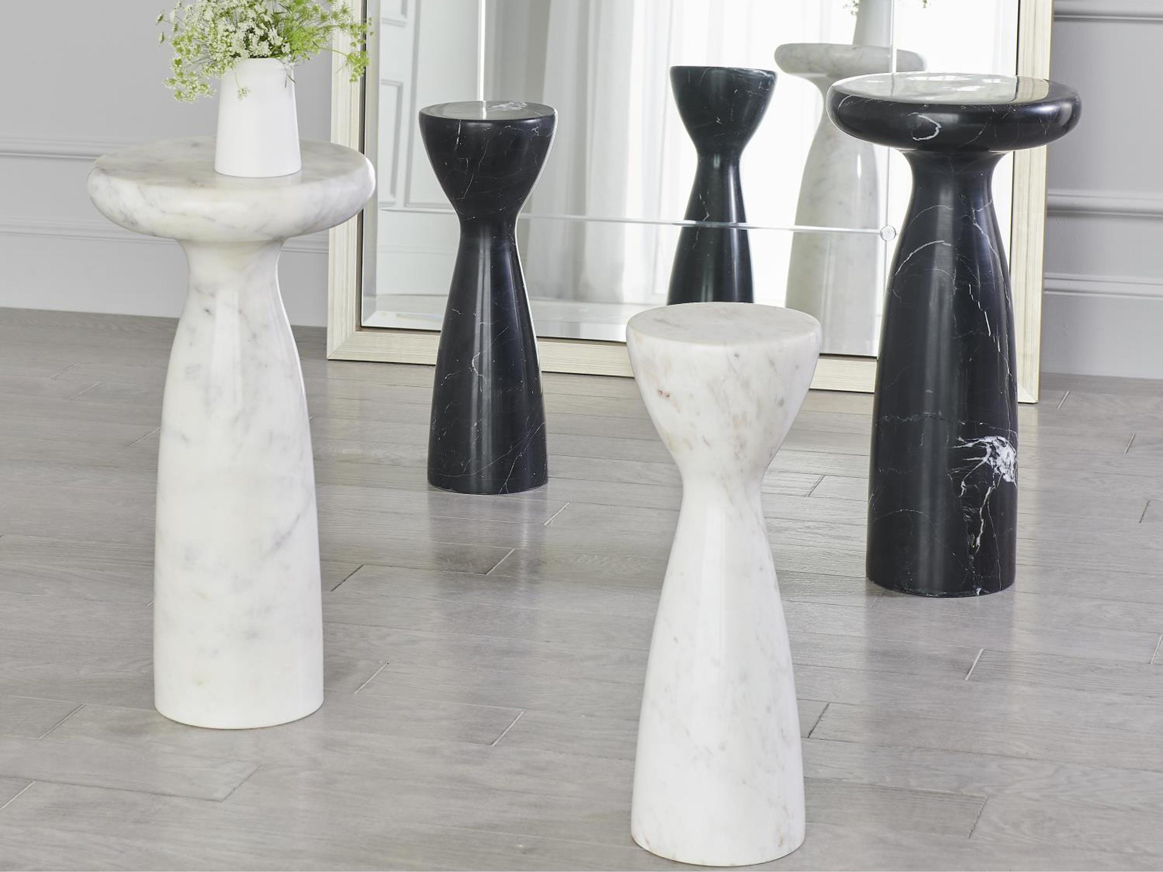 Global Views 8" Round Marble End Table