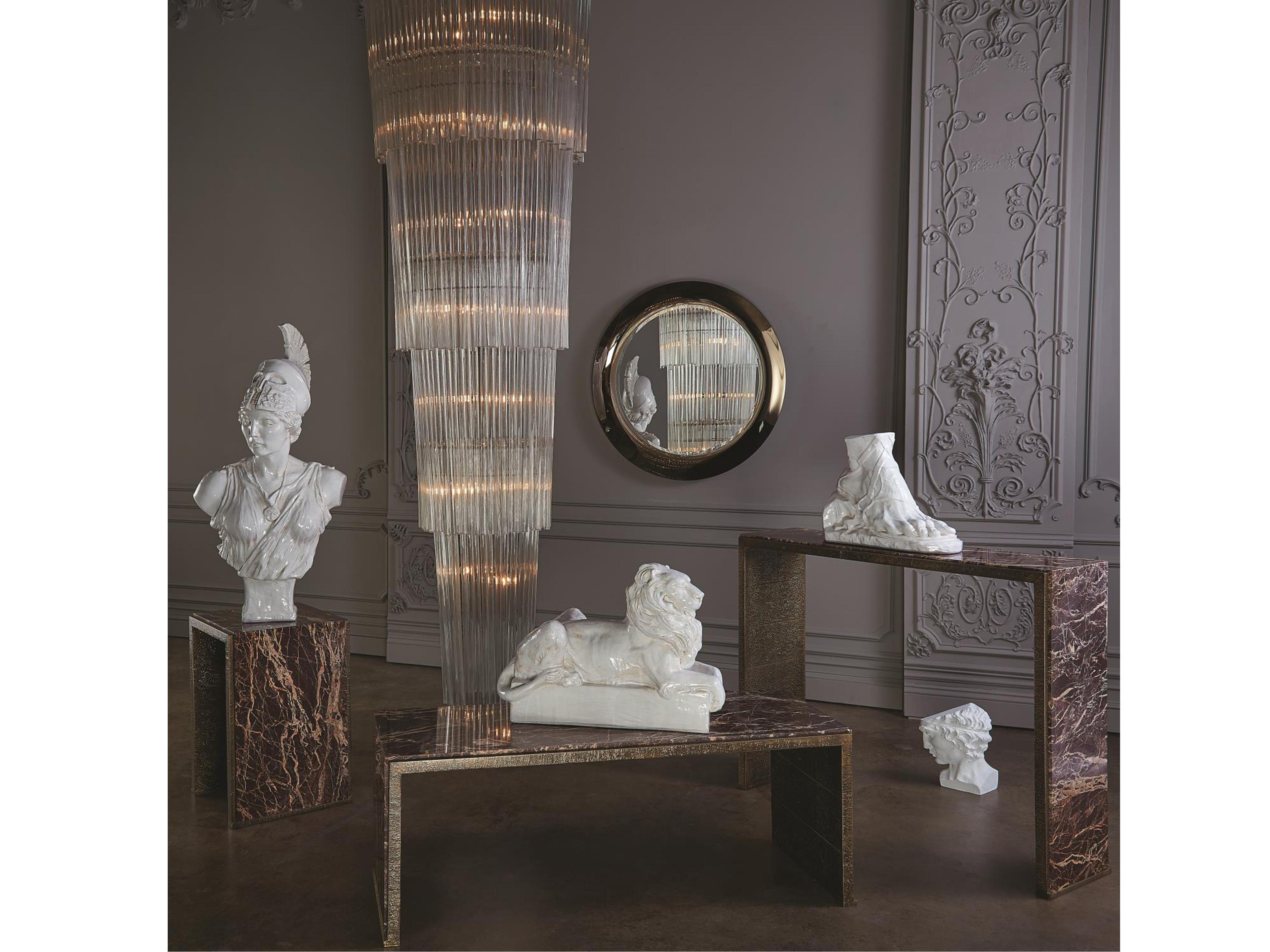 Global Views 16-Light Brass Gold Clear Glass Cylinder Tiered Chandelier